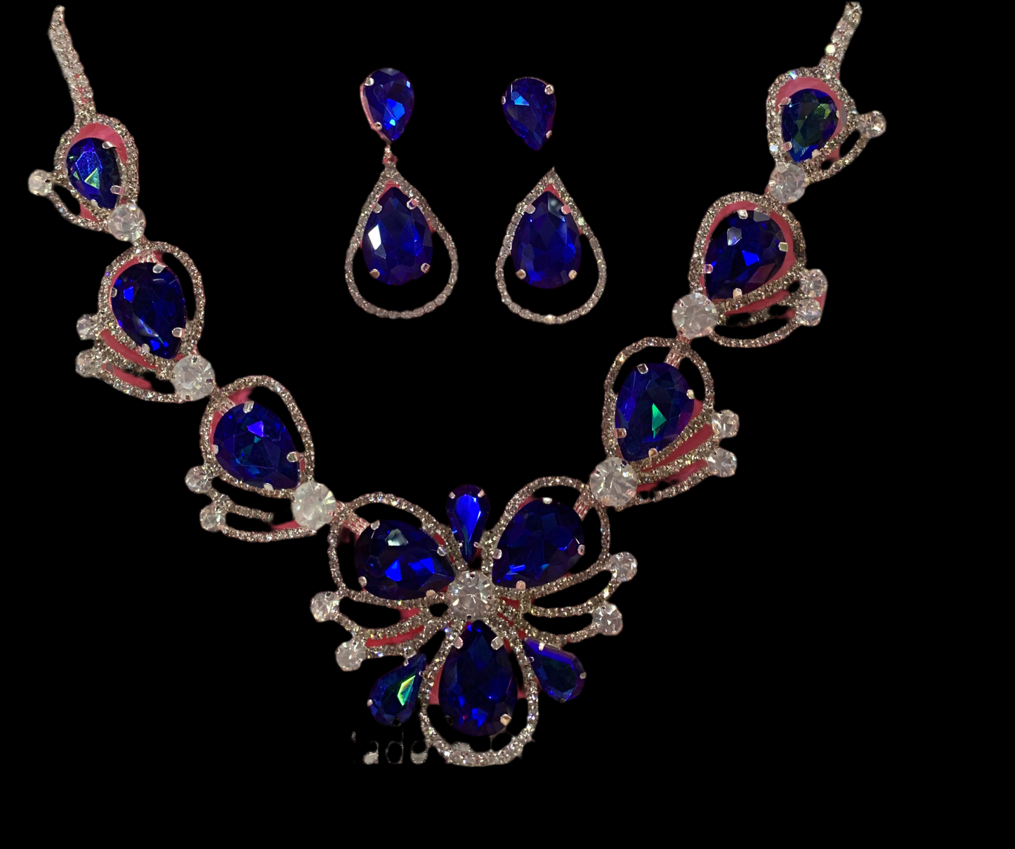 Juego de collar y aretes (azul)