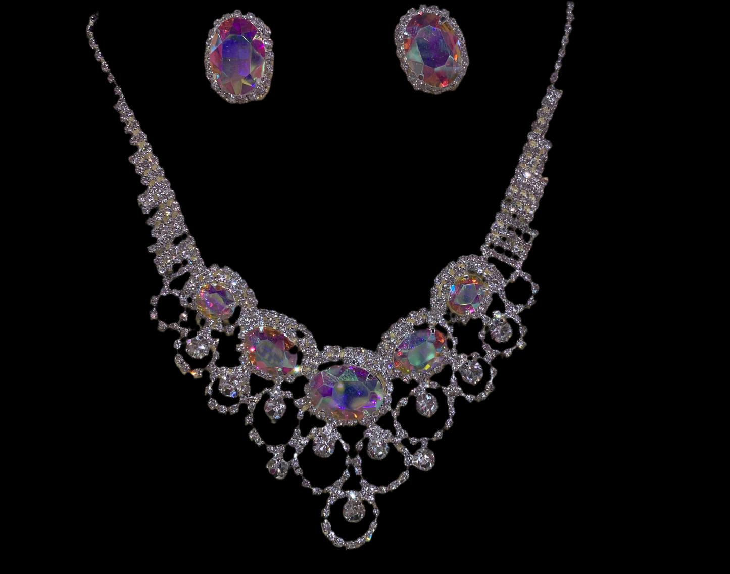 Juego de collar y aretes (tornasol)