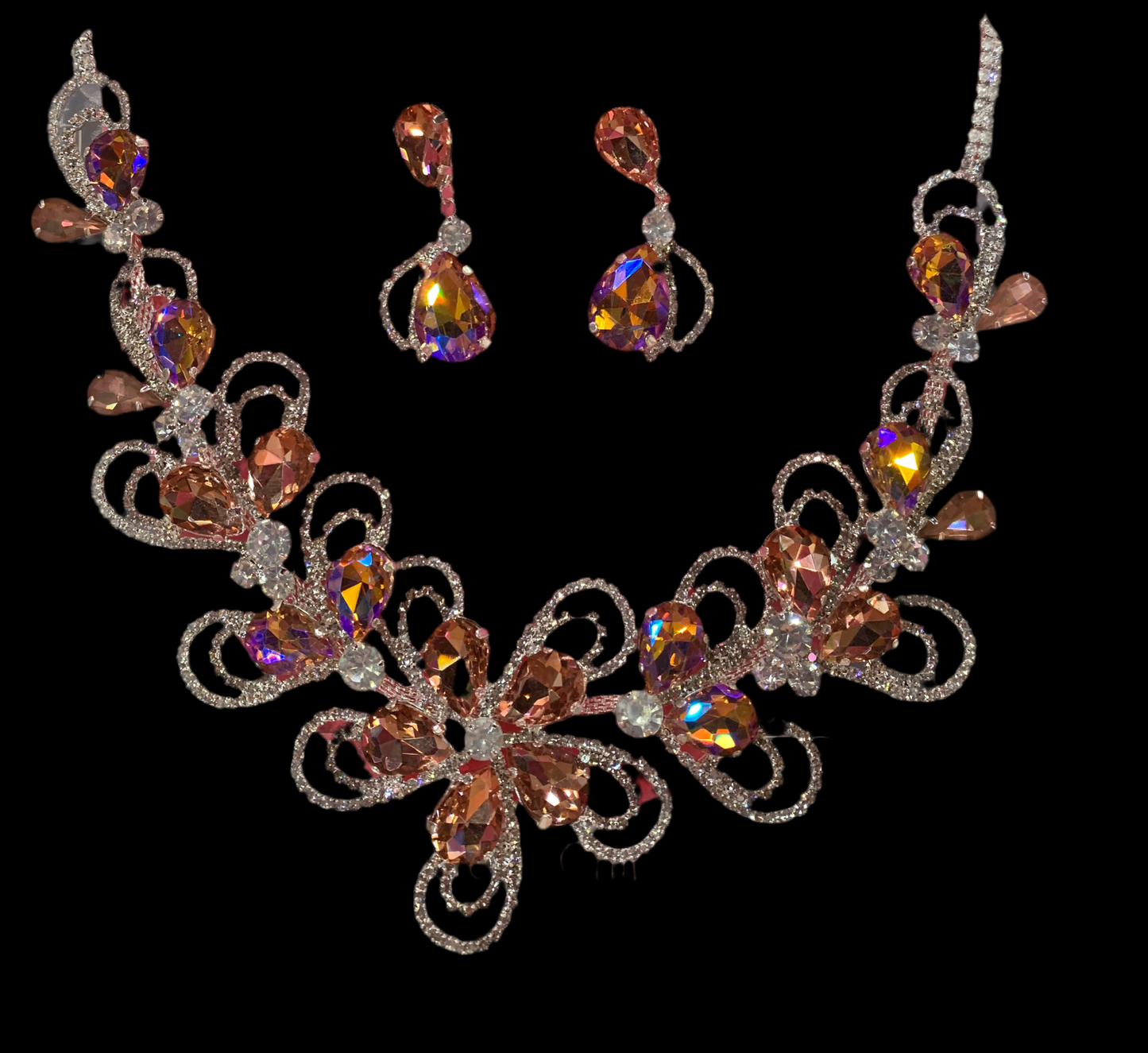 Juego collar y aretes (Rosa)