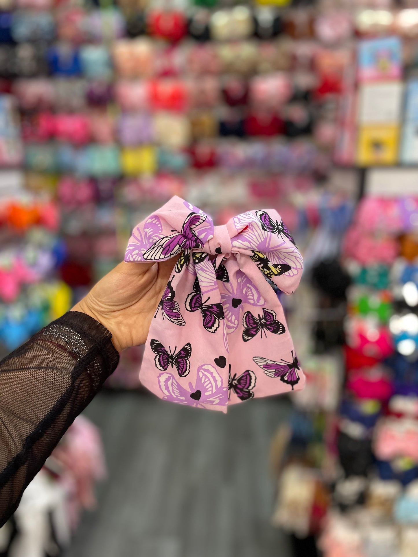 Moño Estampado De Mariposa - Los Moños De Kari