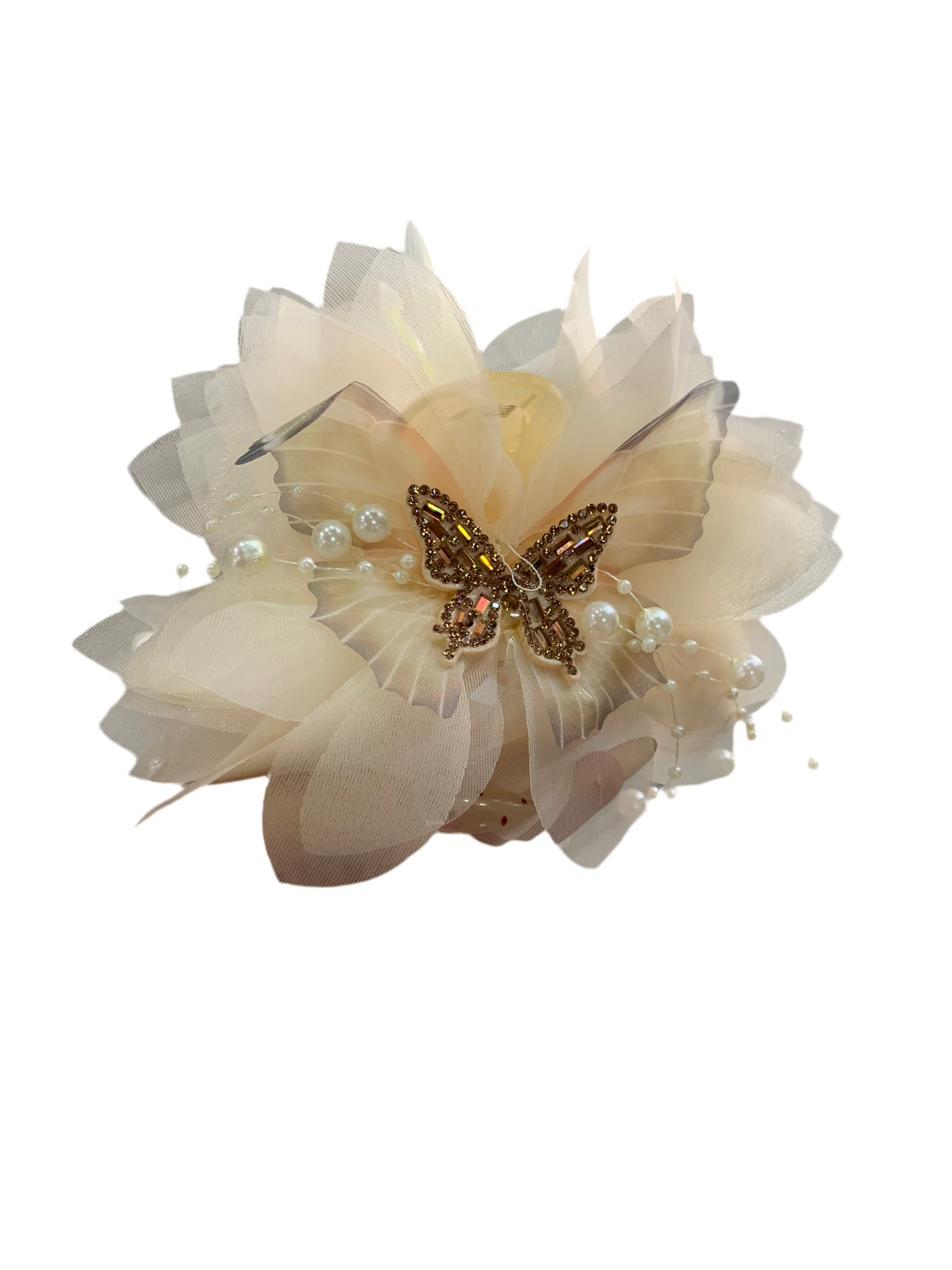 Pinza de flor con mariposa - cristal