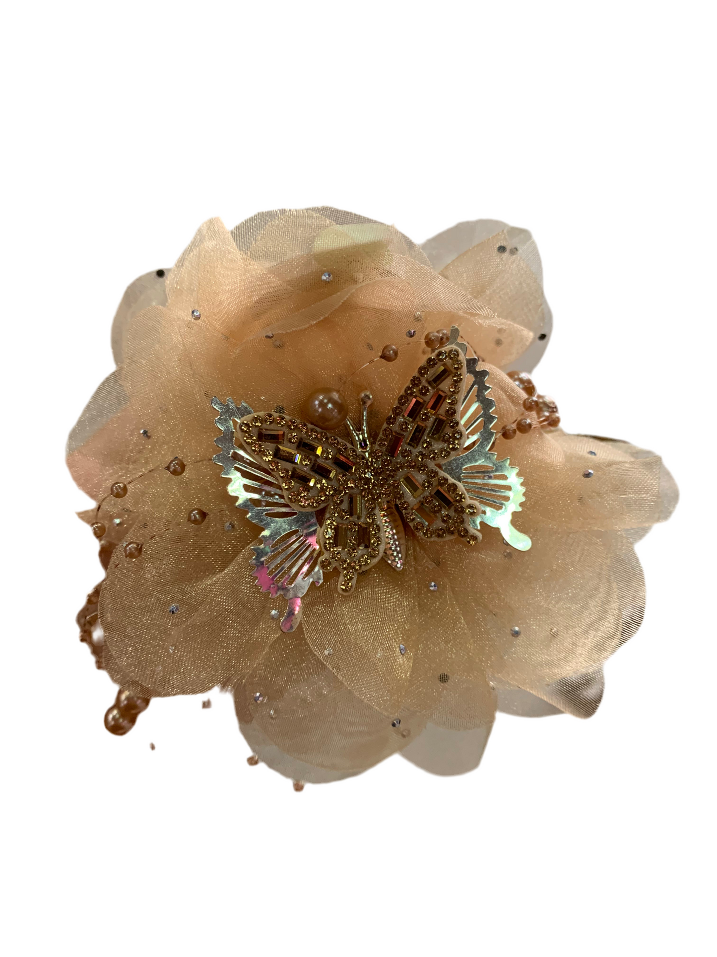 Pinza de flor con mariposa - cristal