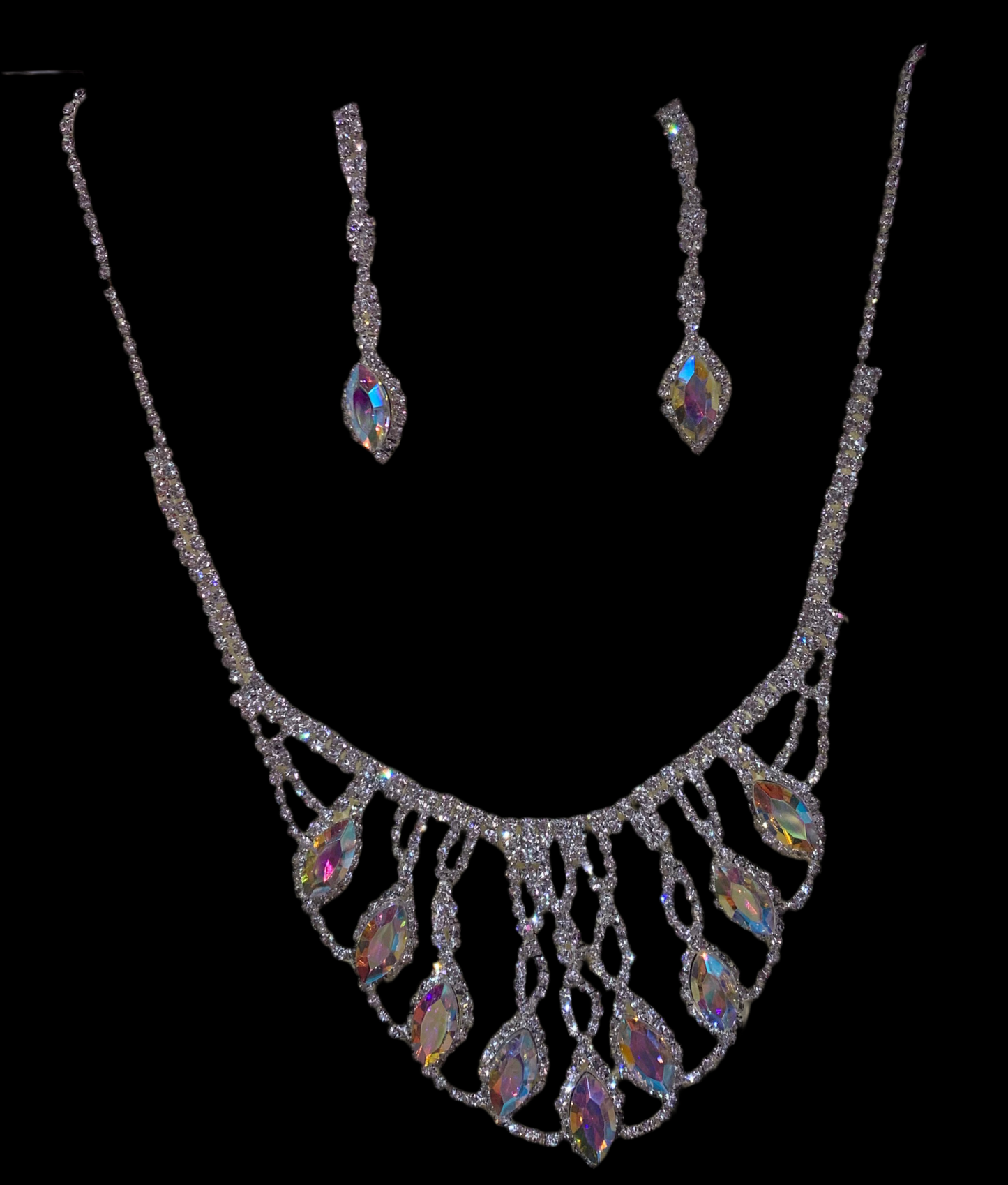 Juego de collar y aretes (tornasol)
