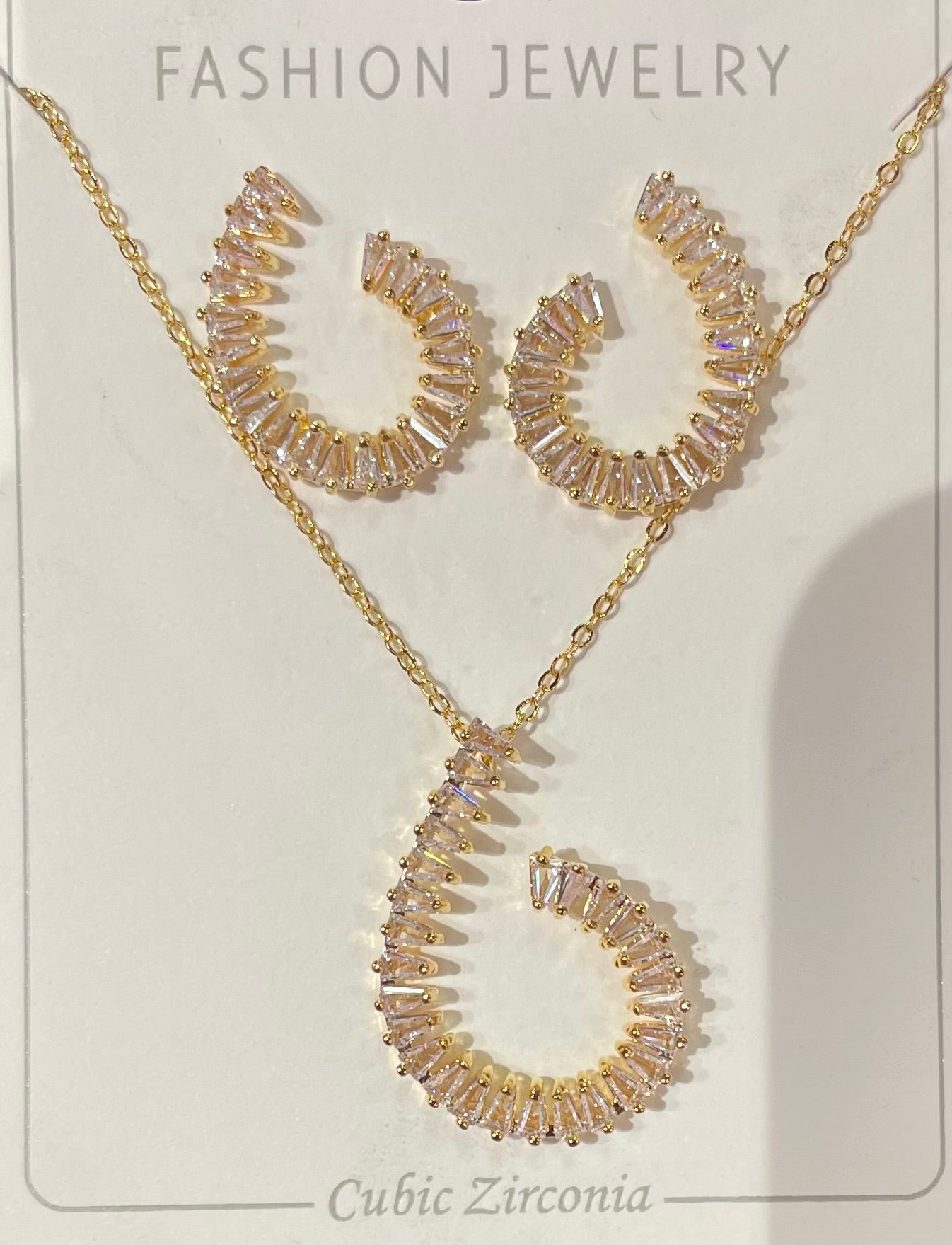 Conjunto de Collar y Aretes con Espiral Brillante - Bling Bling