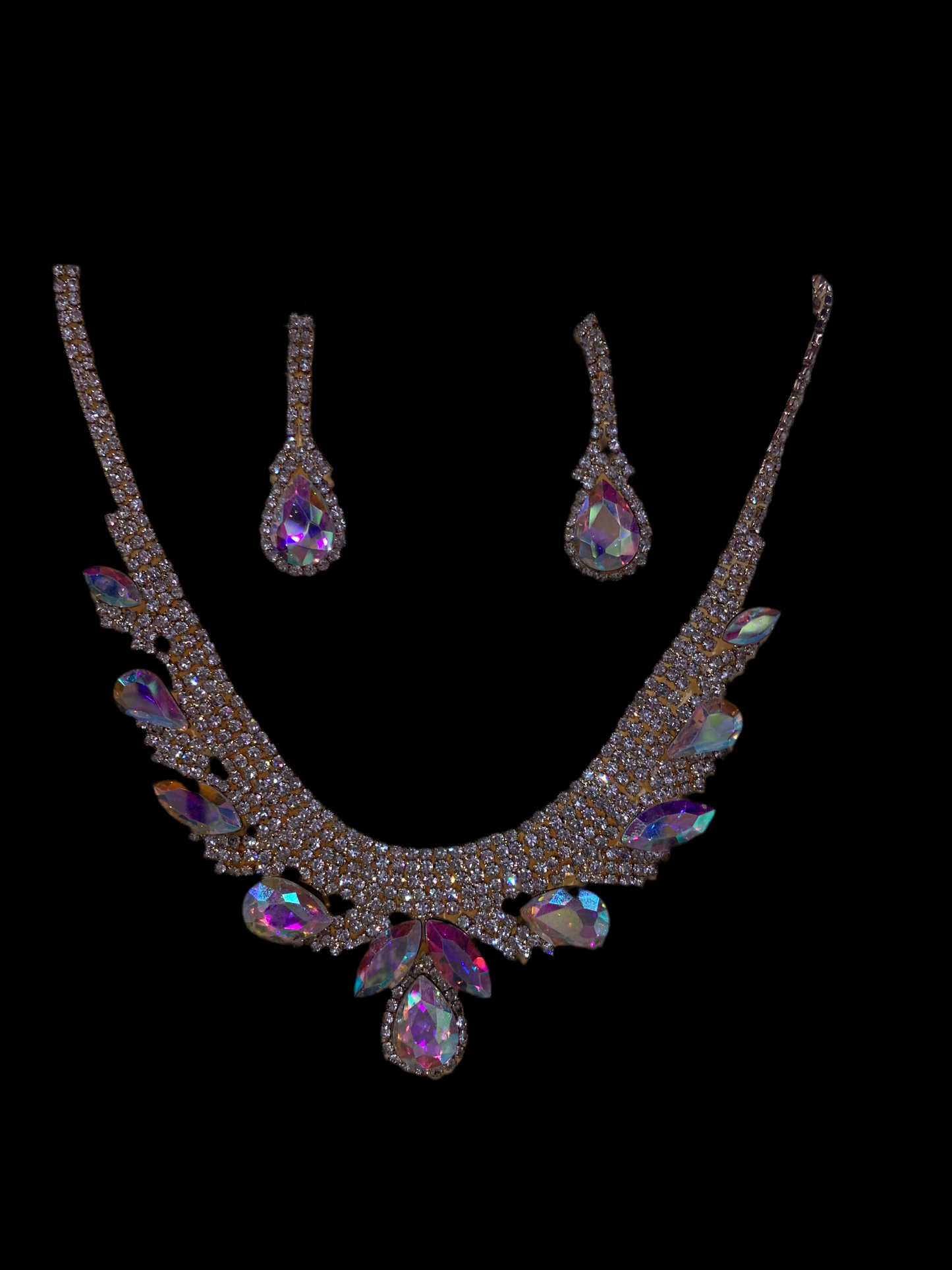 Juego de collar y aretes (tornasol)