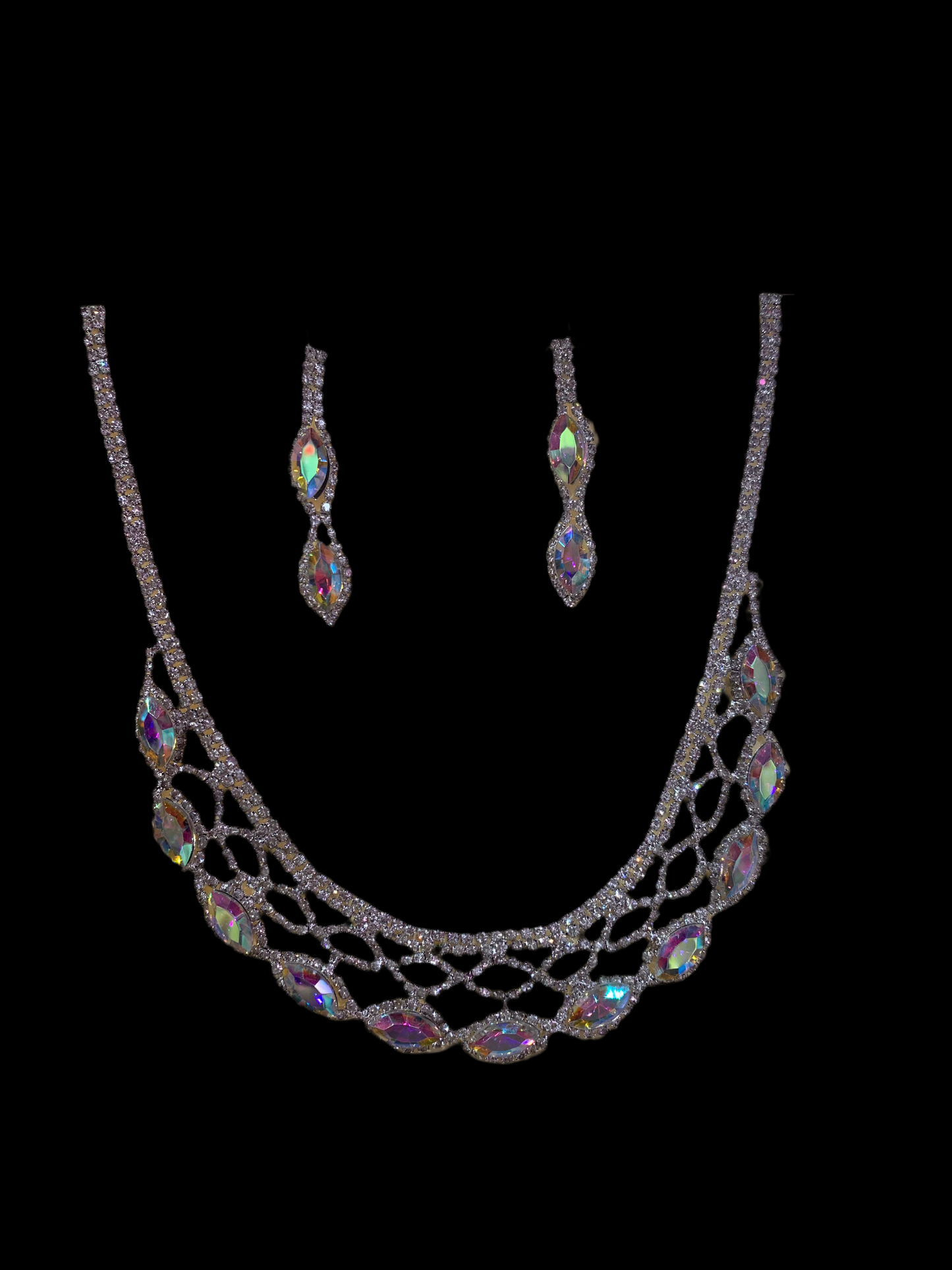 Juego de collar y aretes (tornasol)