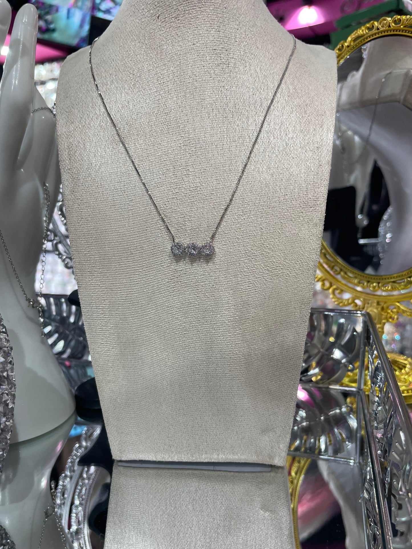 Collar de Zirconia con dijes Circulares con Piedra Brillante - Bling Bling