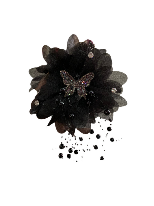 Pinza de flor con mariposa - cristal