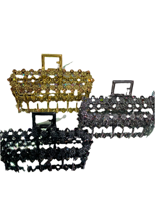 Pinza Rectangular con Flores - Bling Bling