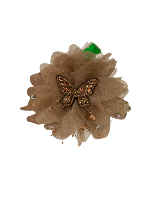 Pinza de mariposa con flor - cristal