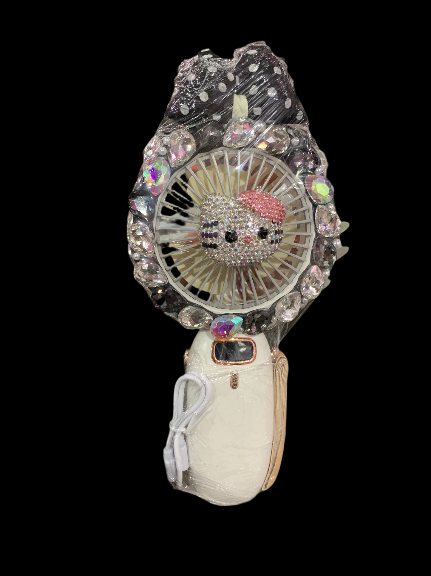 Ventilador decorado manual  hello Kitty - bling bling