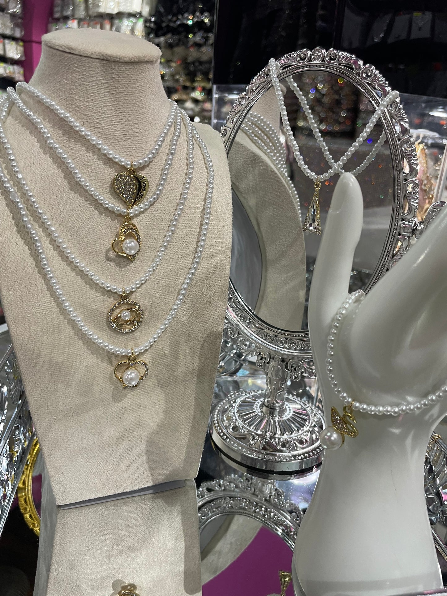 Collar de Perlas con dije Dorado - Bling Bling