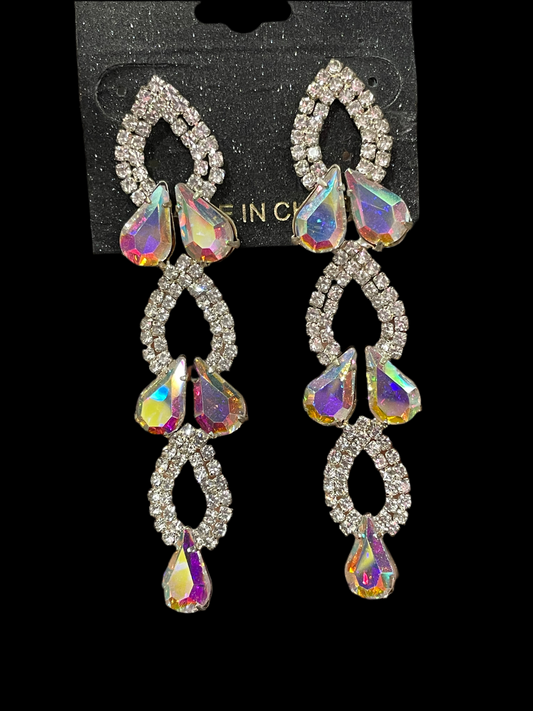 Aretes largos de fiesta tornasol - Bling Bling