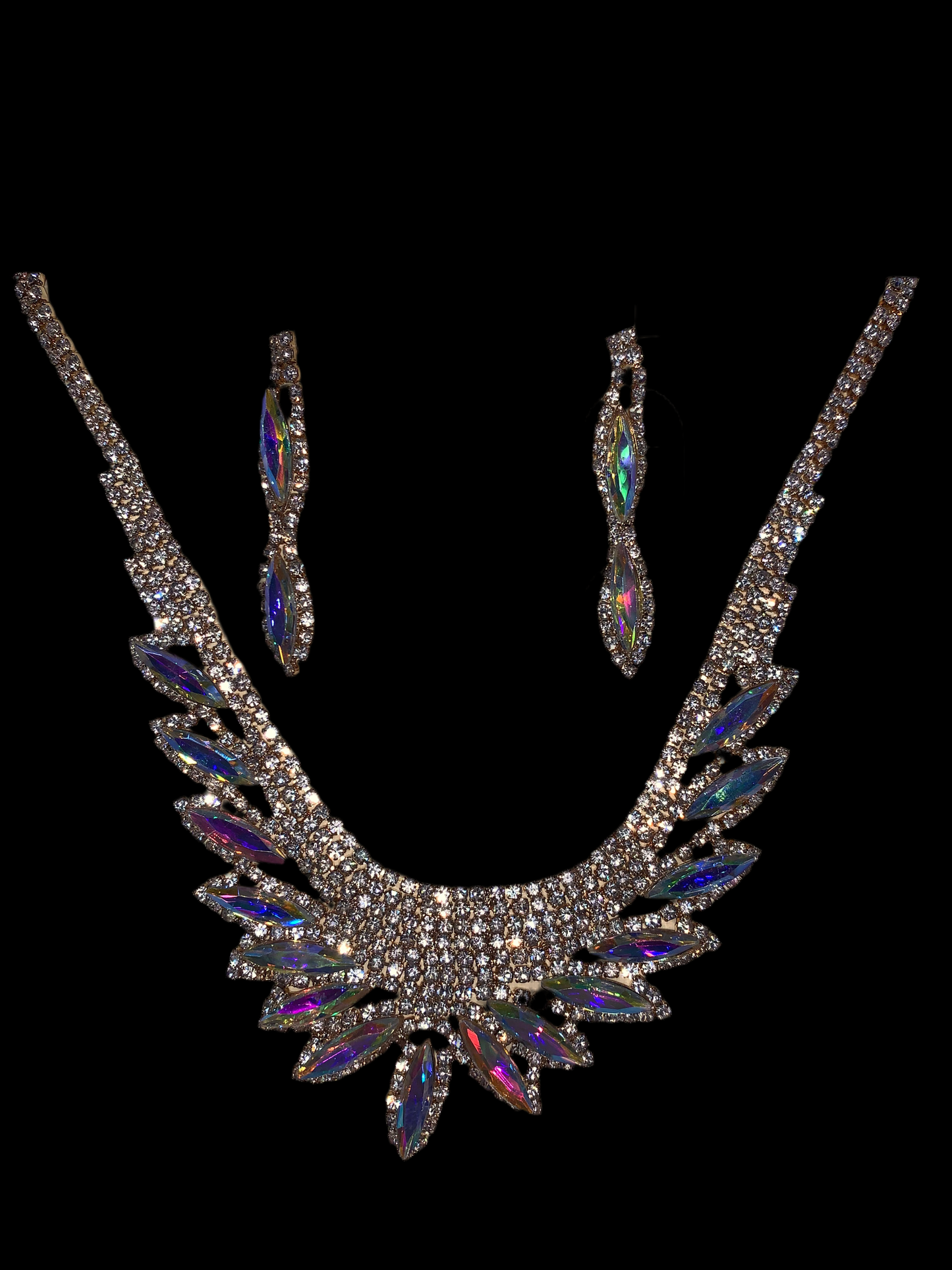 Juego de collar y aretes (tornasol)