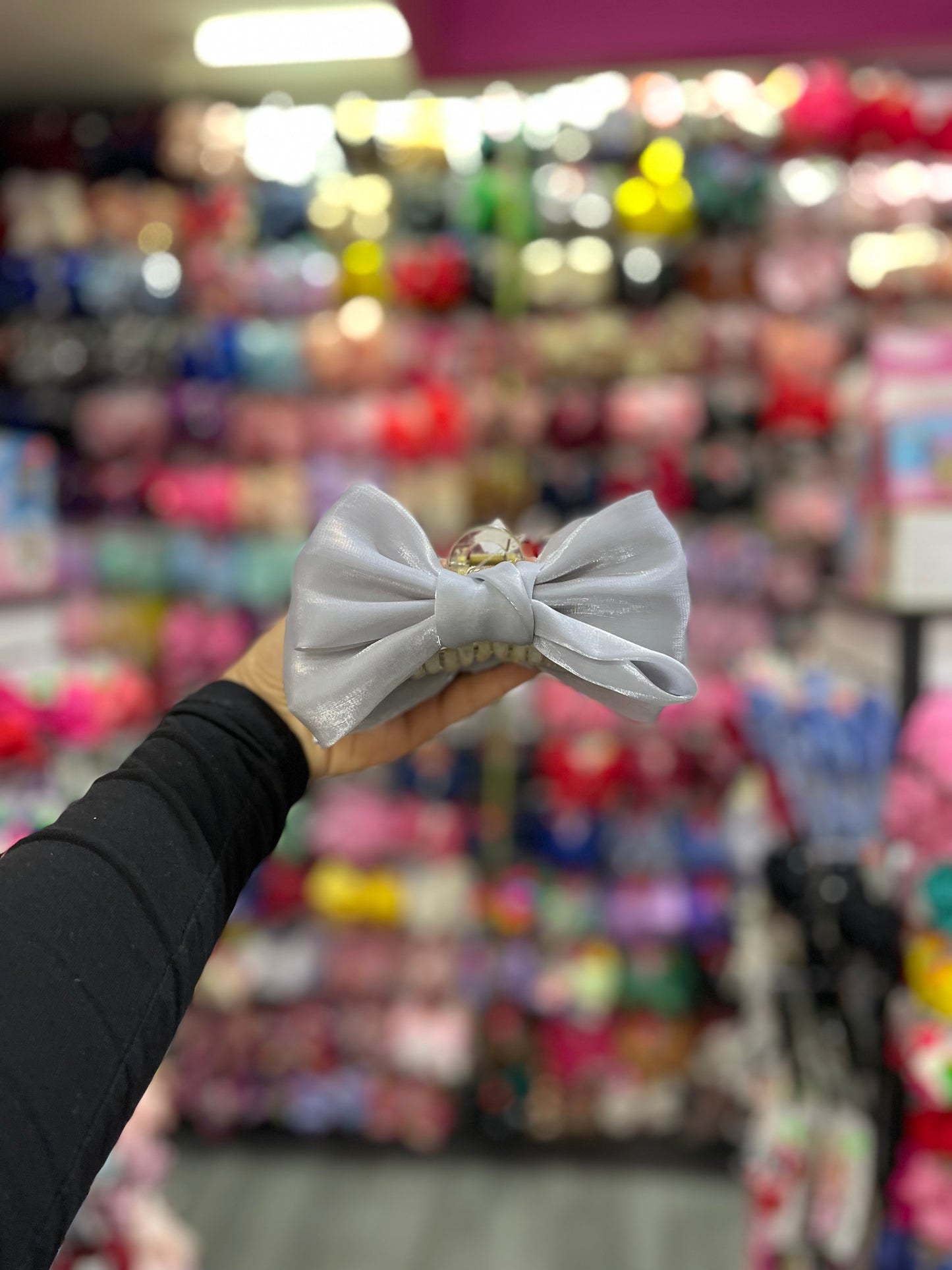 Pinza Con Moño De Organza Brillante - Los Moños De Kari