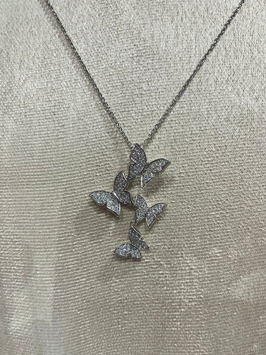 Collar de Zirconia con dije de Mariposas- Bling Bling