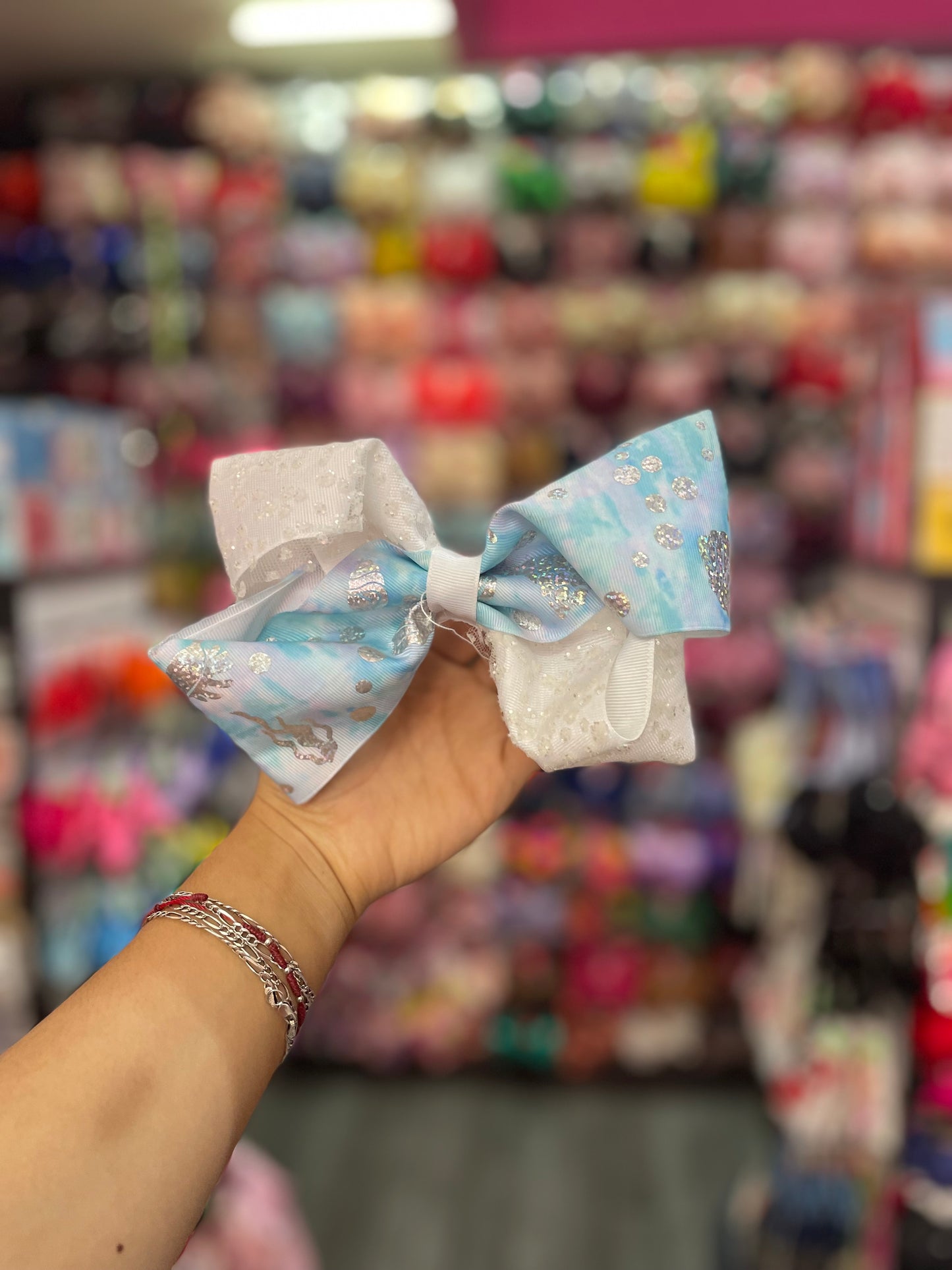 Moño Estampado Con Lentejuela- Los Moños De Kari