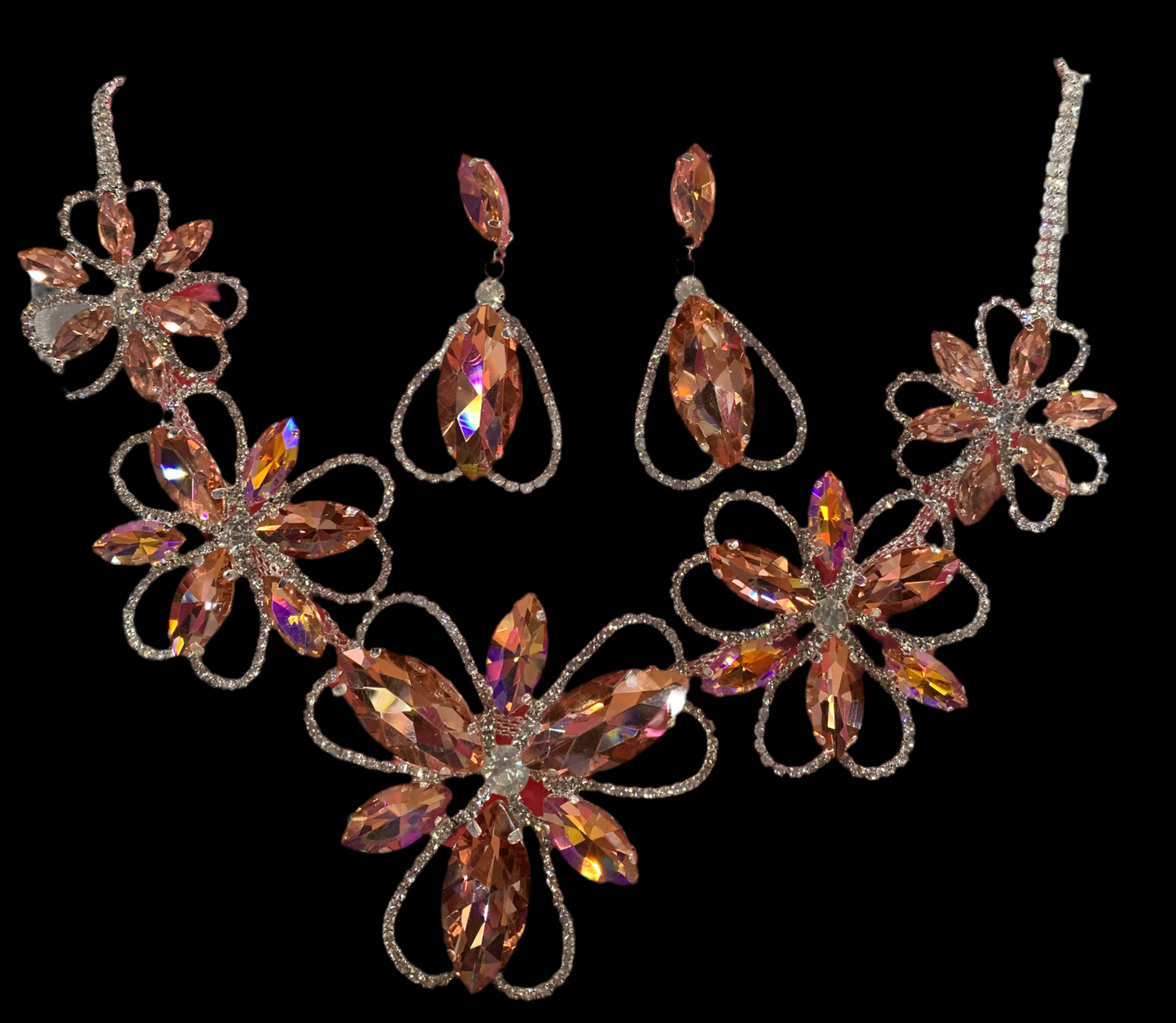 Juego collar y aretes (Rosa)