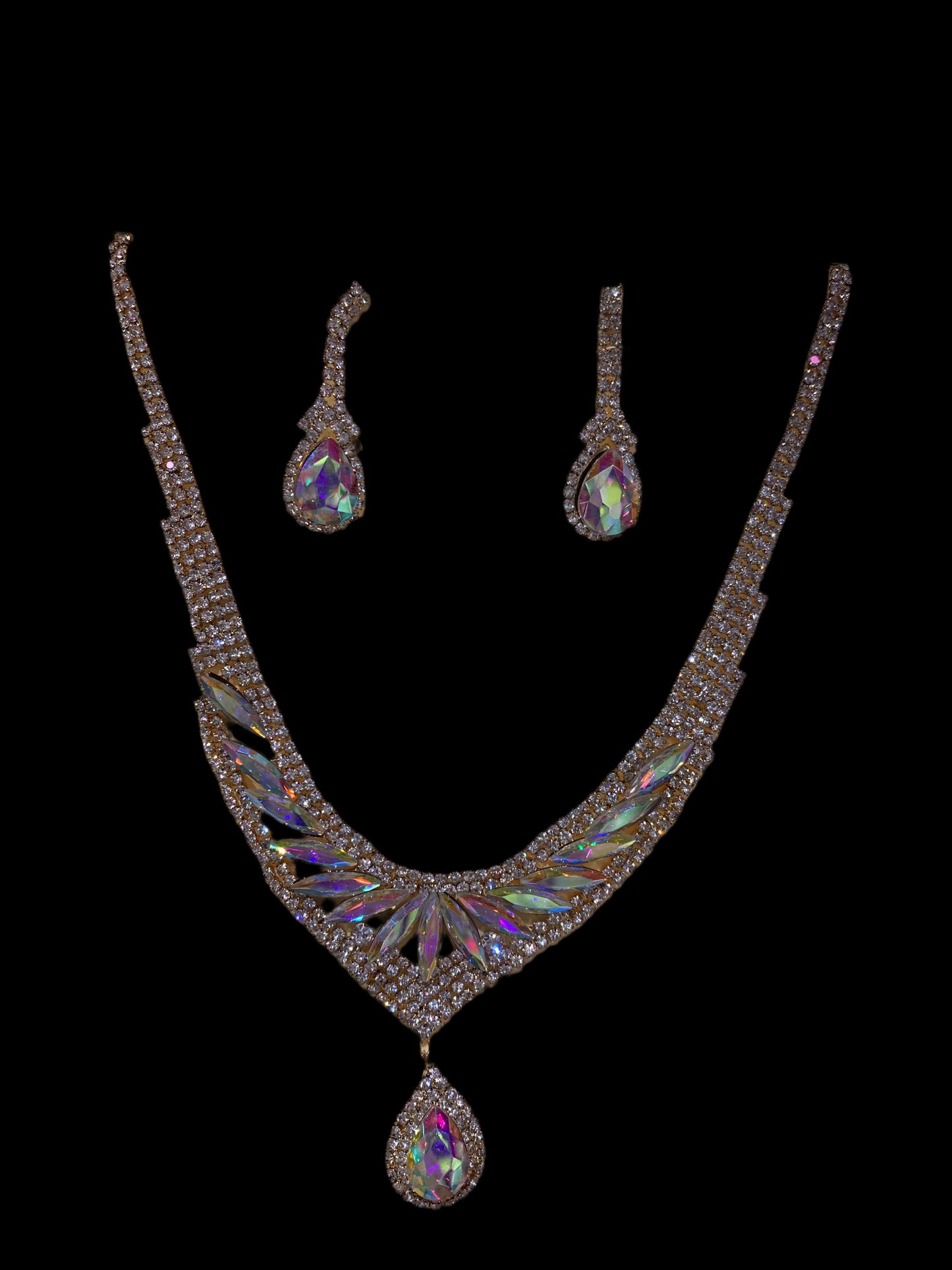 Juego de collar y aretes (tornasol)