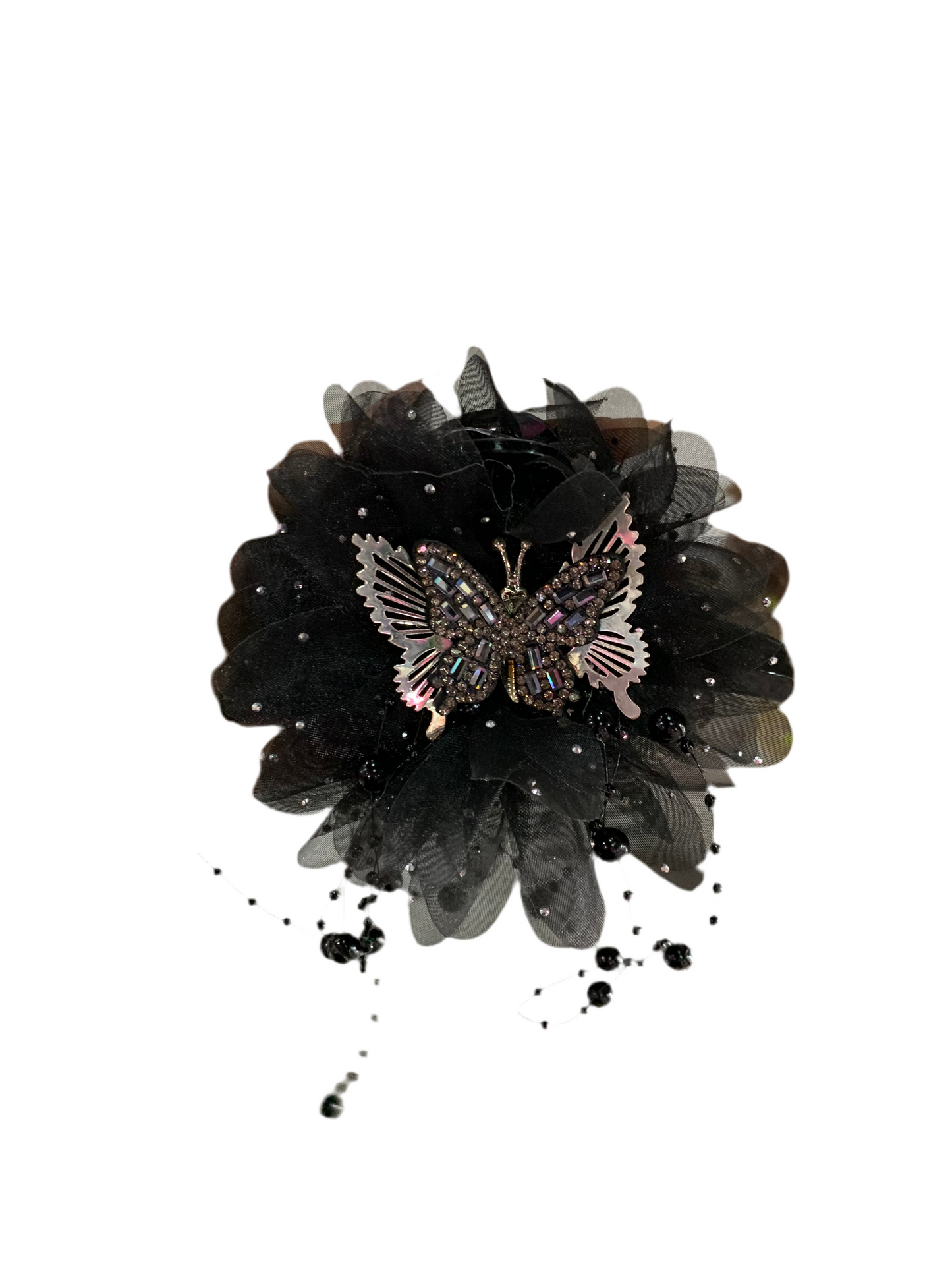 Pinza de mariposa con flor - cristal