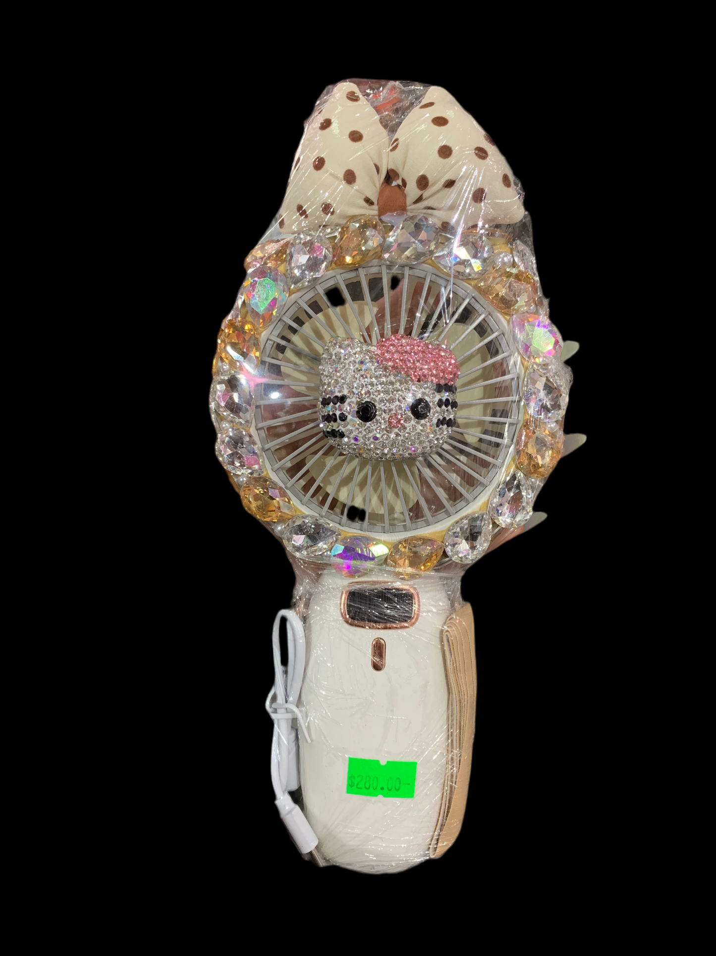 Ventilador decorado manual  hello Kitty - bling bling