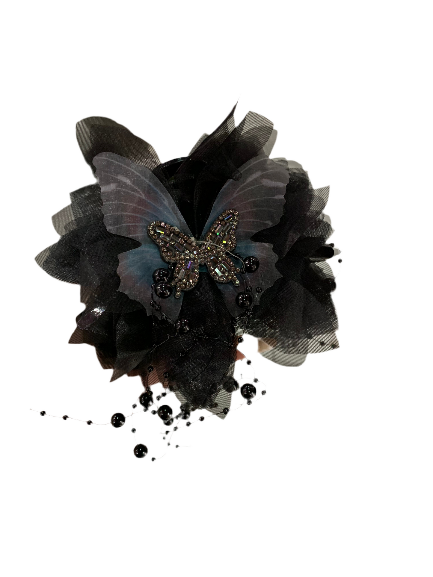 Pinza de mariposa con flor - cristal