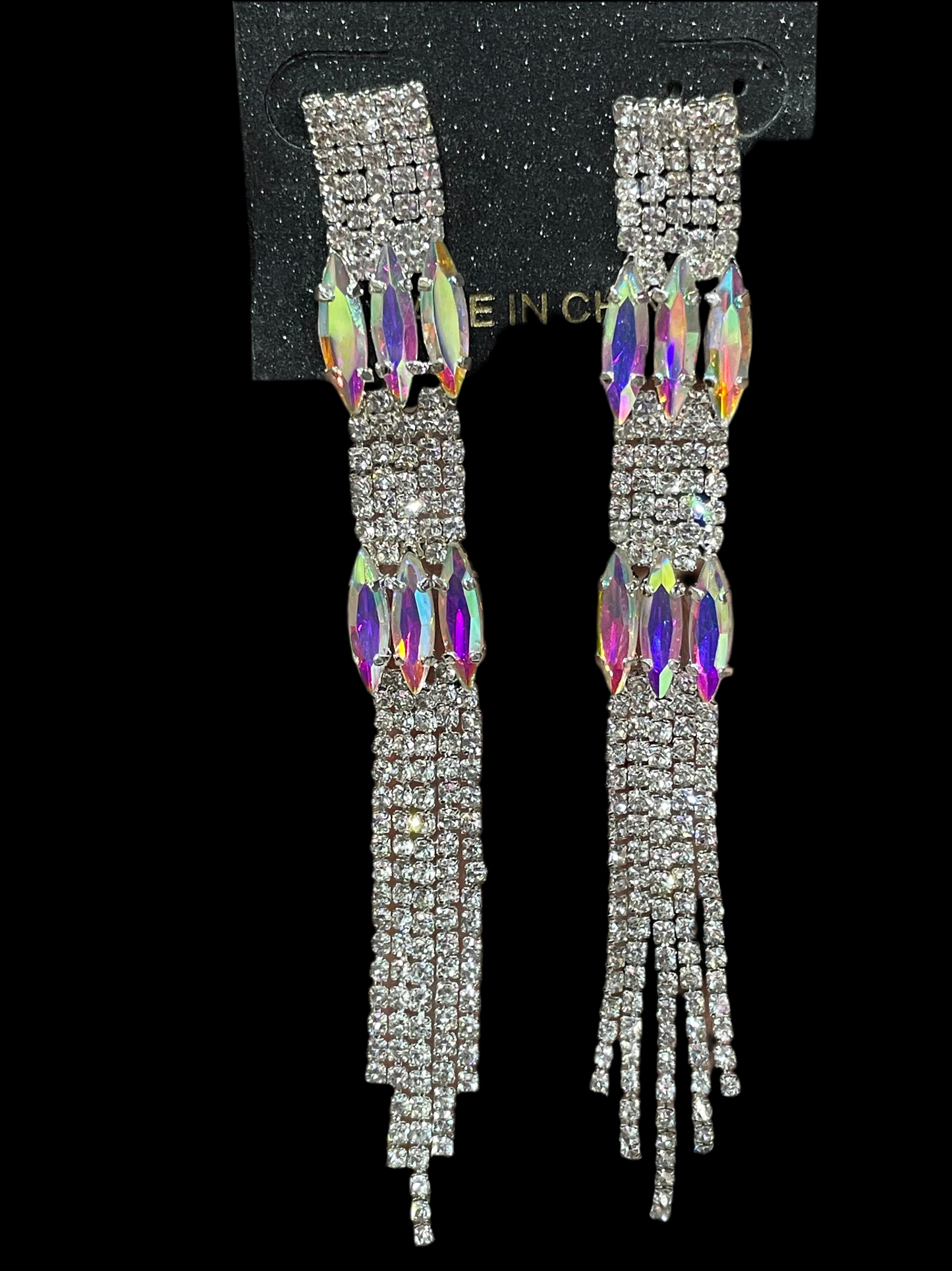 Aretes largos de fiesta tornasol - Bling Bling