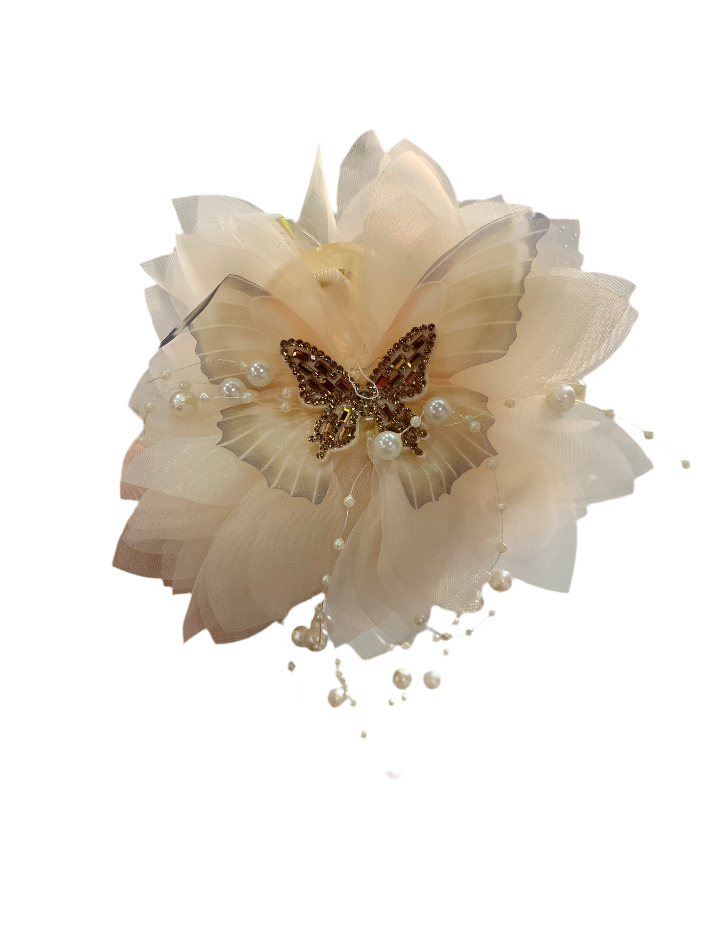 Pinza de flor con mariposa - cristal