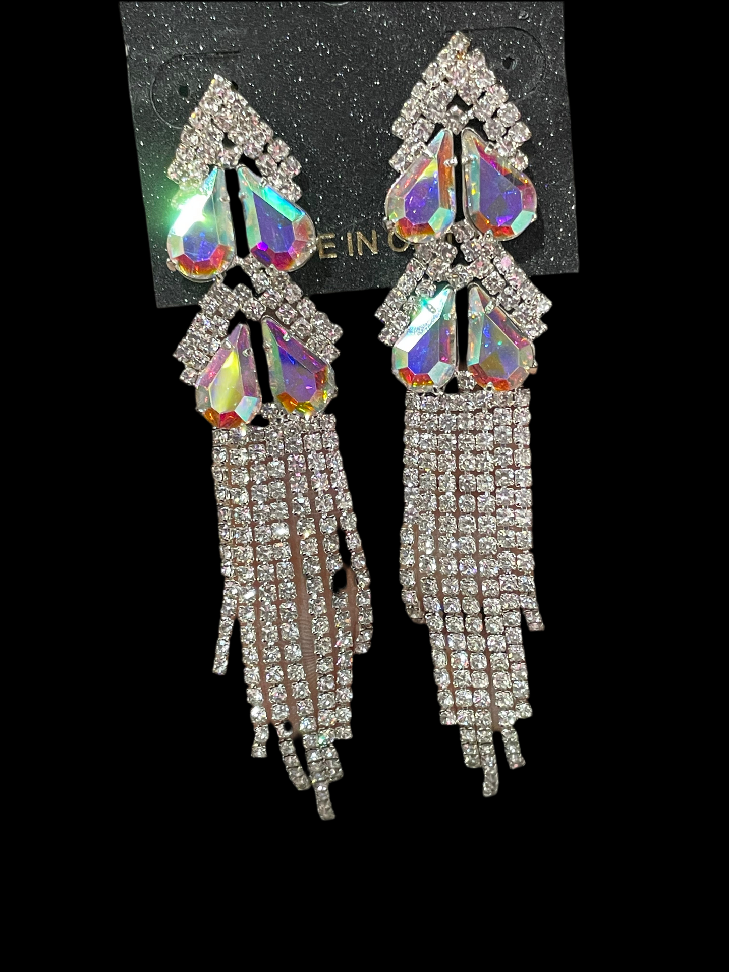 Aretes largos de fiesta tornasol - Bling Bling