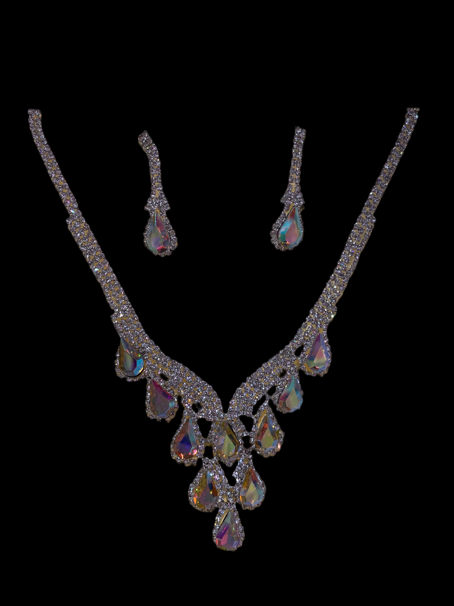 Juego de collar y aretes (tornasol)