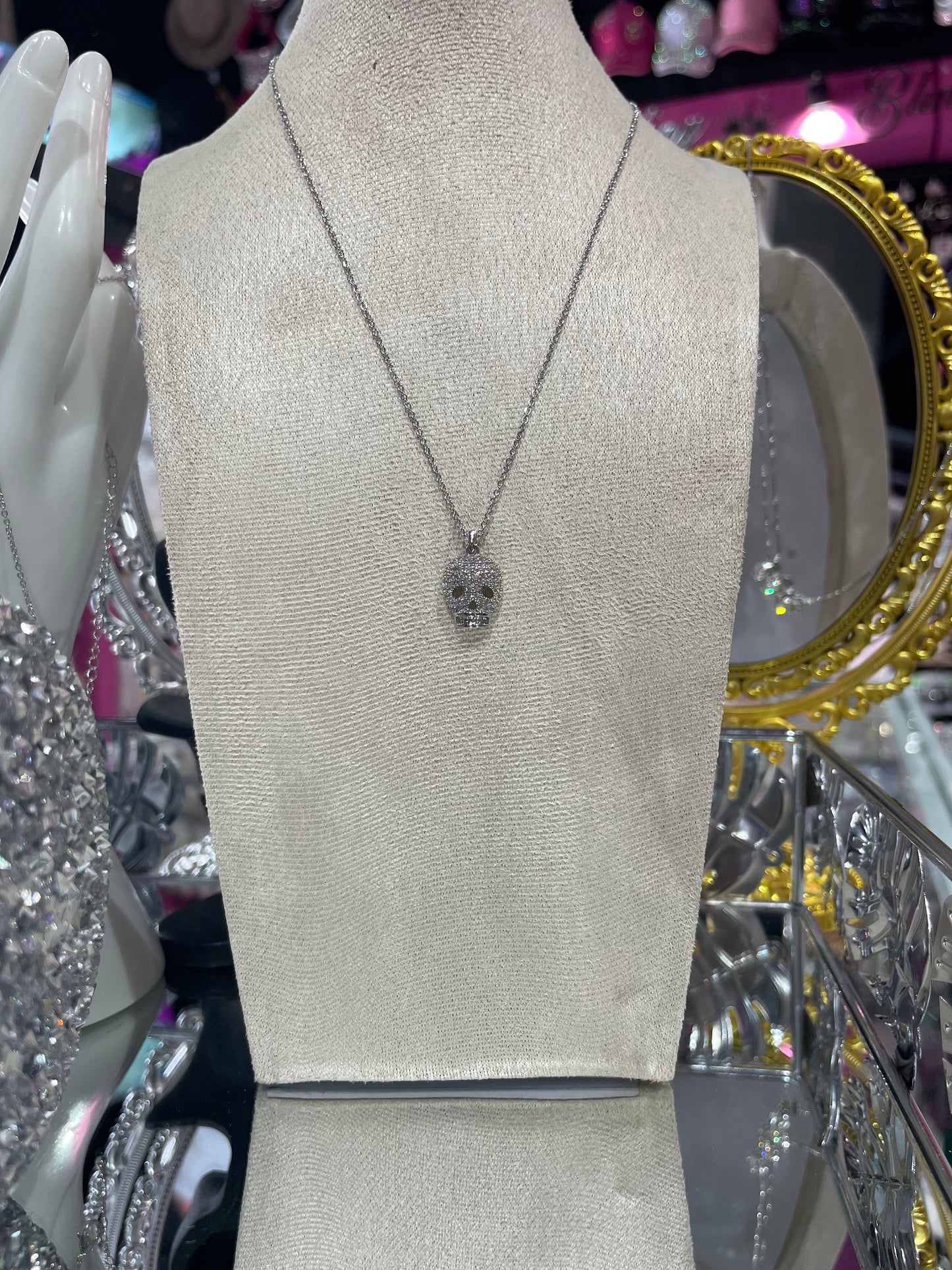 Collar de Zirconia con Dije de Calavera - Bling Bling