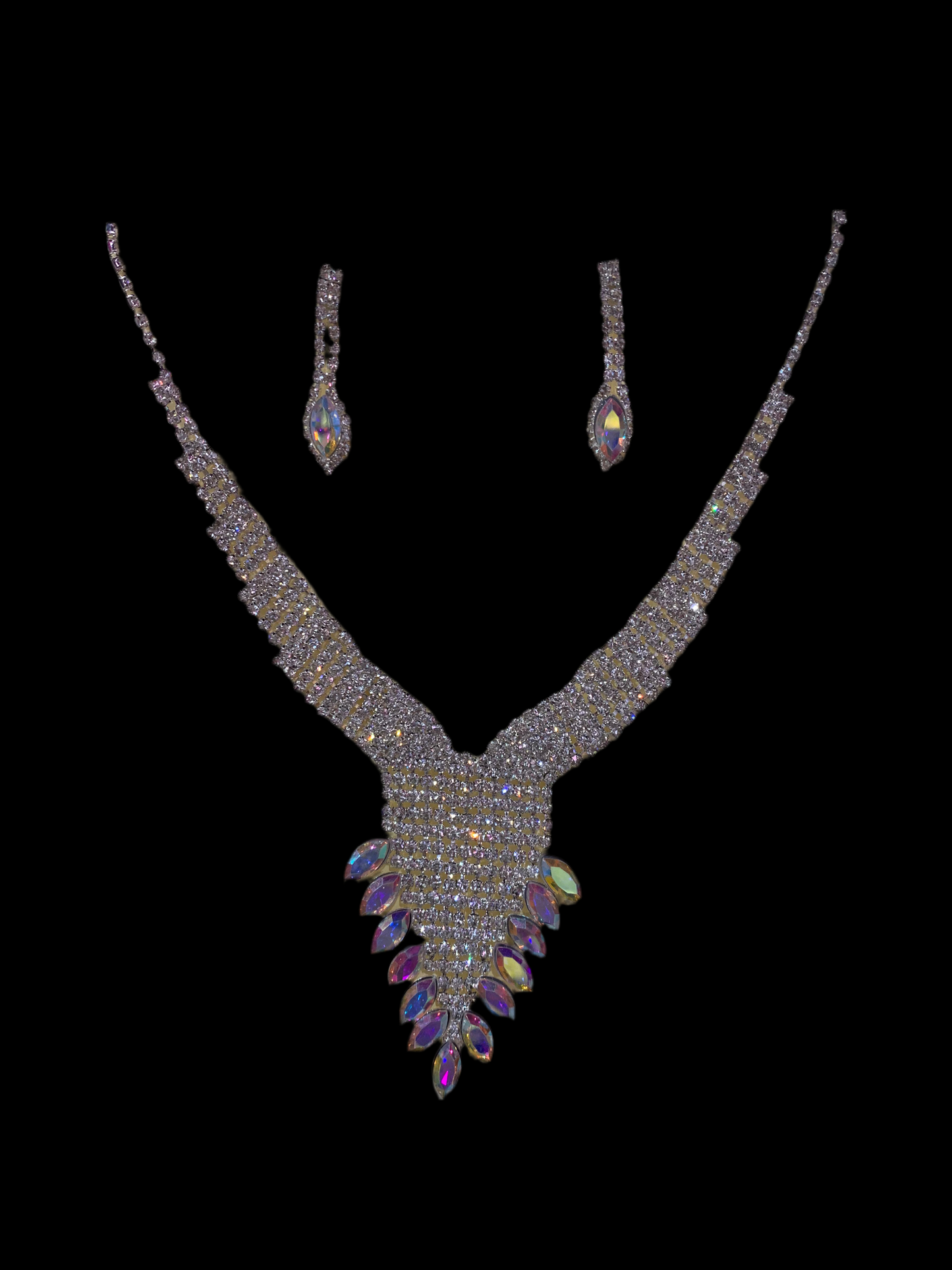 Juego de collar y aretes (tornasol)