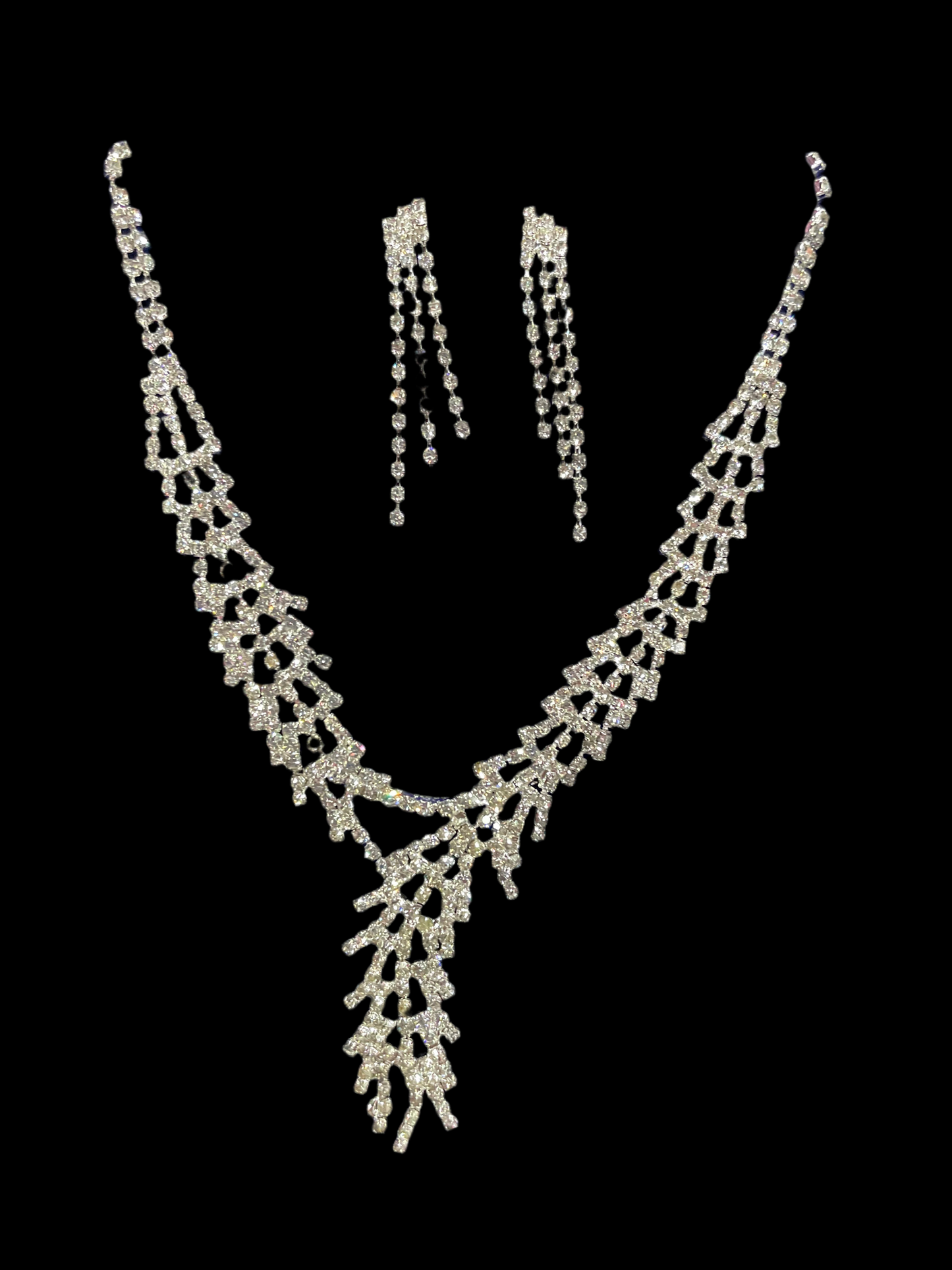 Juego de aretes y collar (plata)