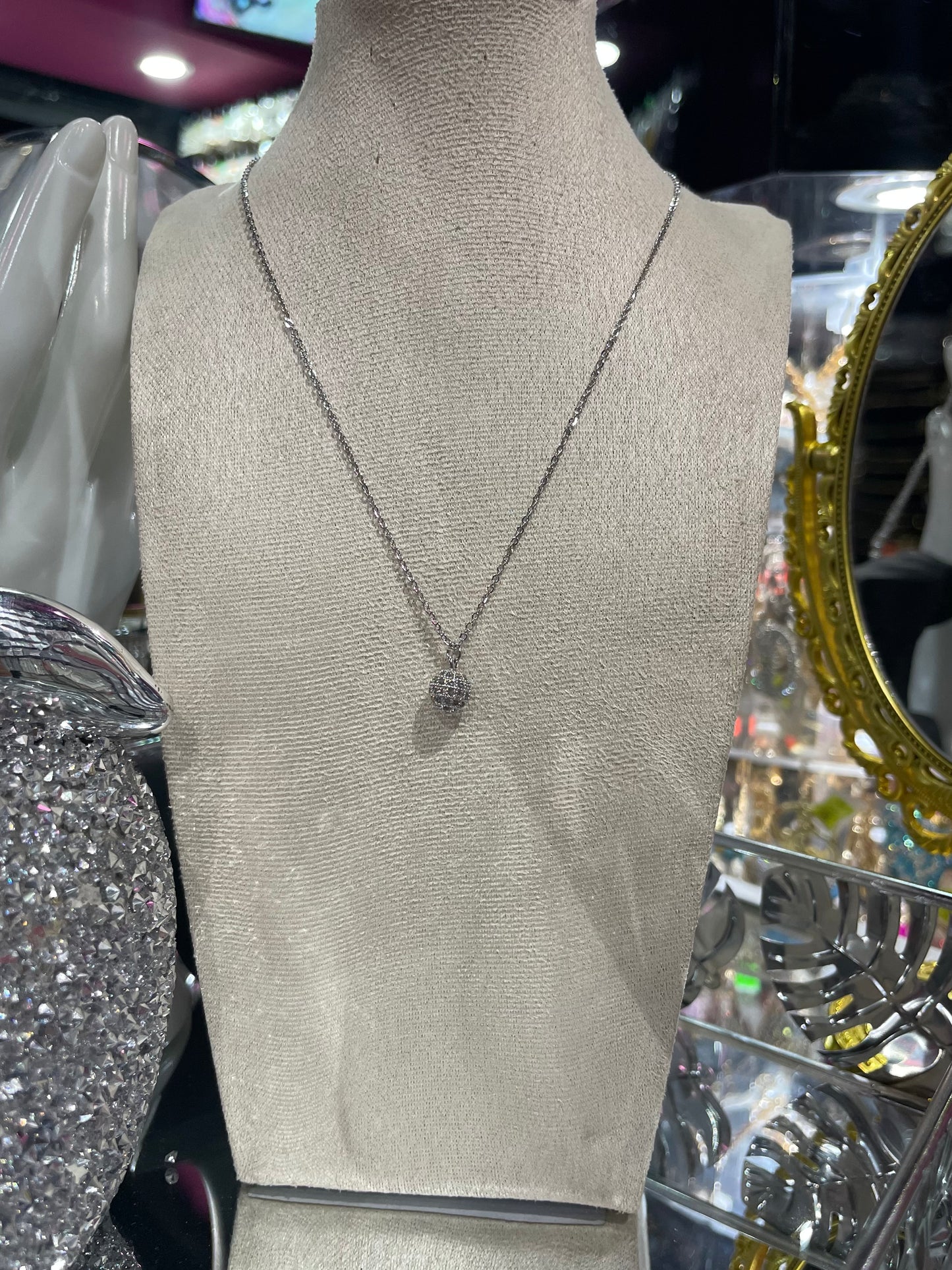 Collar de Zirconia con dije de  Esfera Brillante - Bling Bling