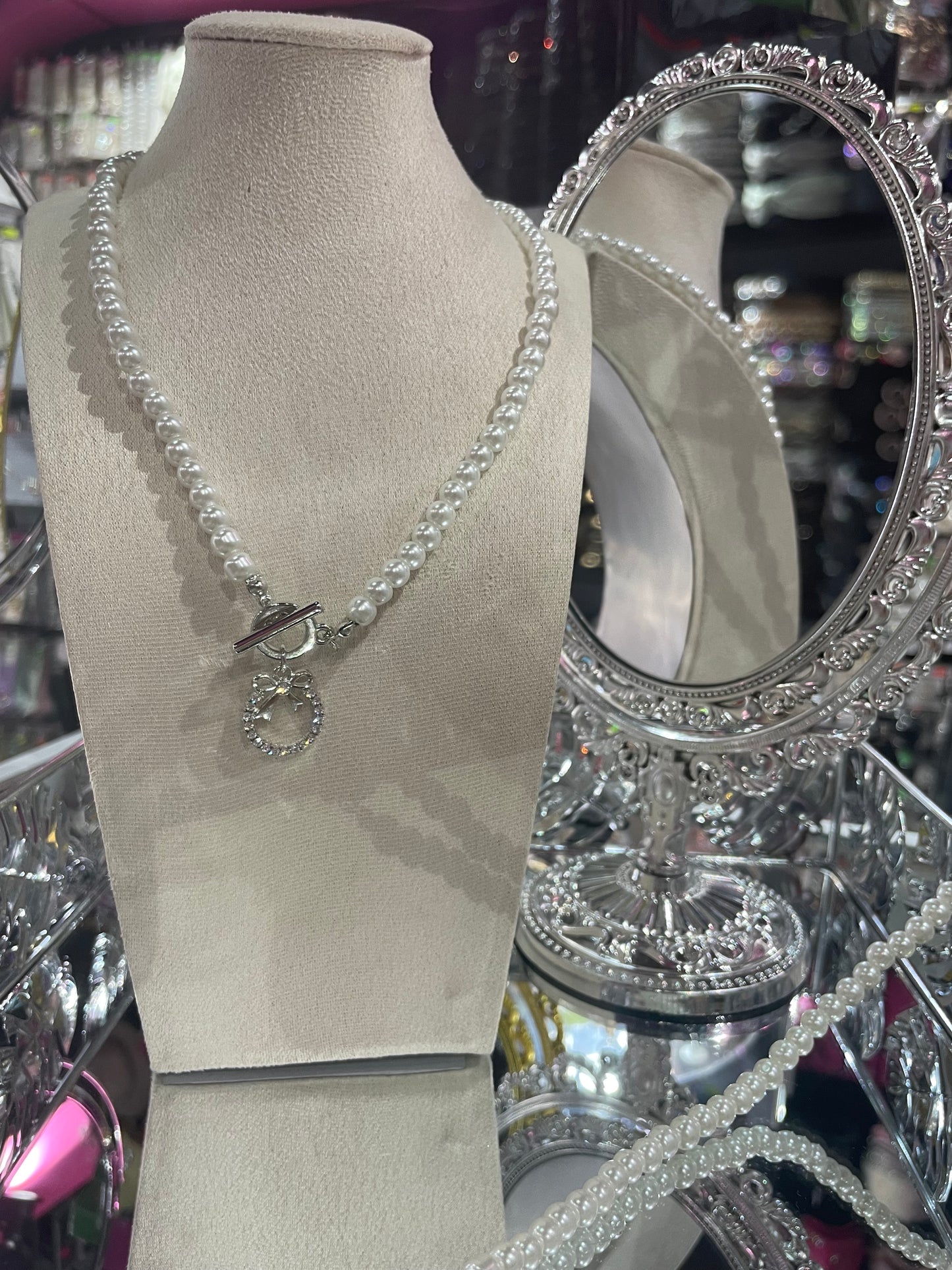 Collar de Perlas con dije Plateado - Bling Bling