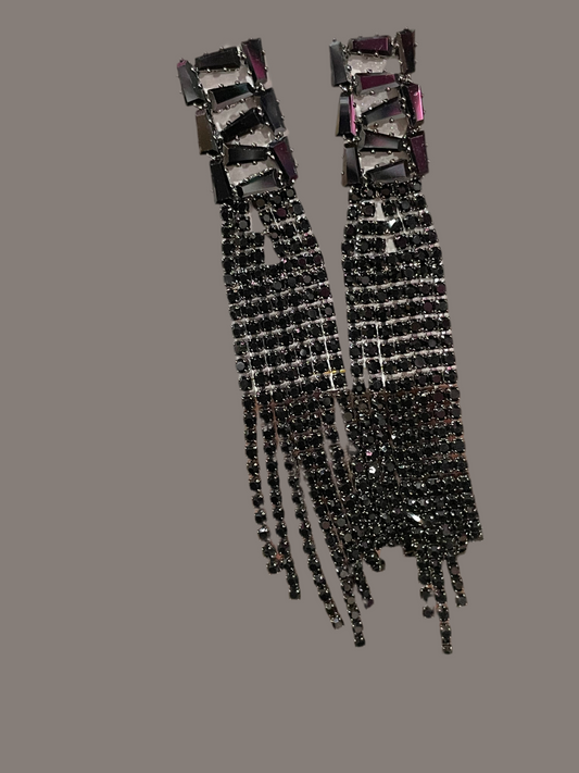 Aretes largos negros - Bling Bling