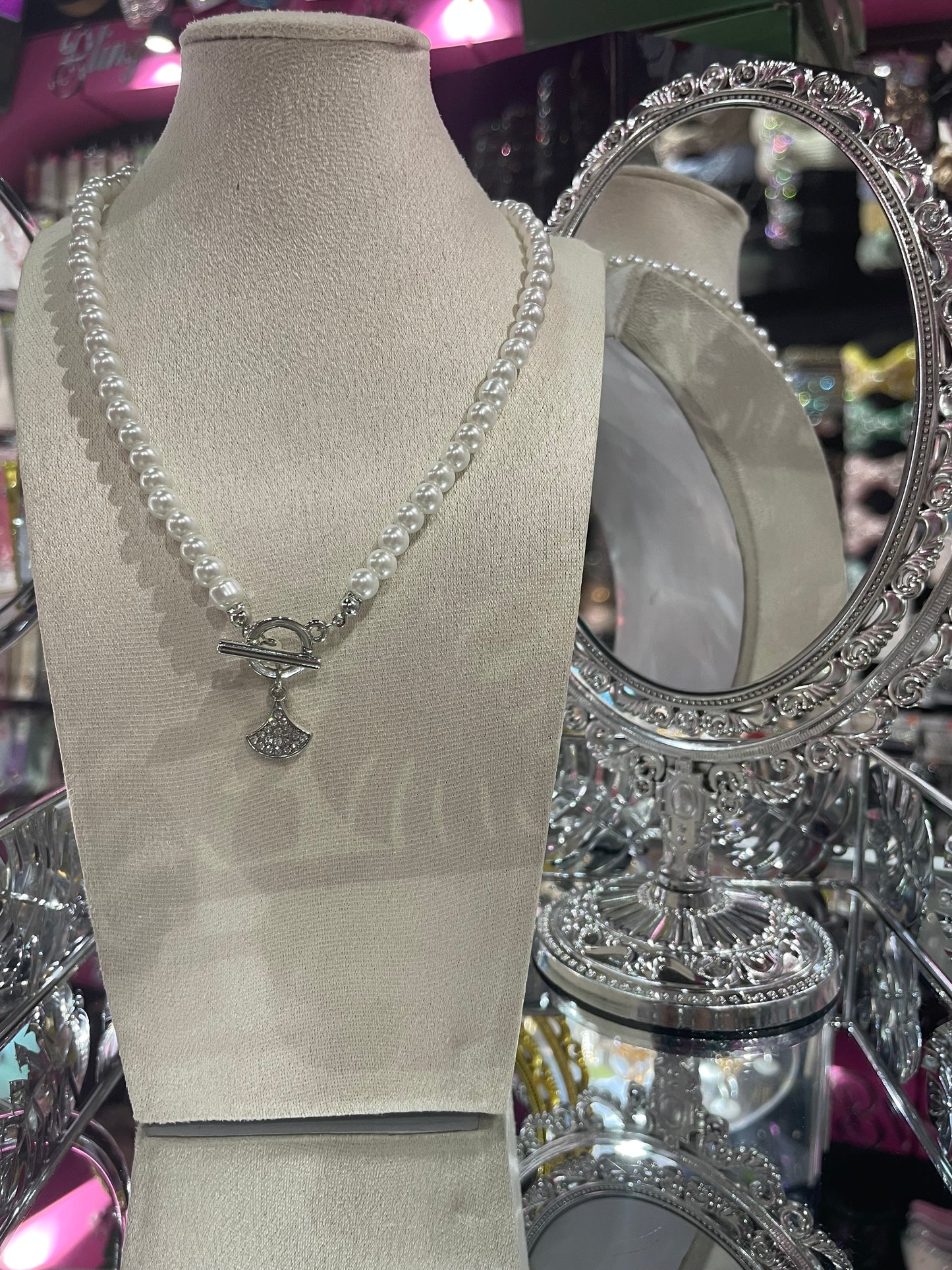 Collar de Perlas con dije Plateado - Bling Bling