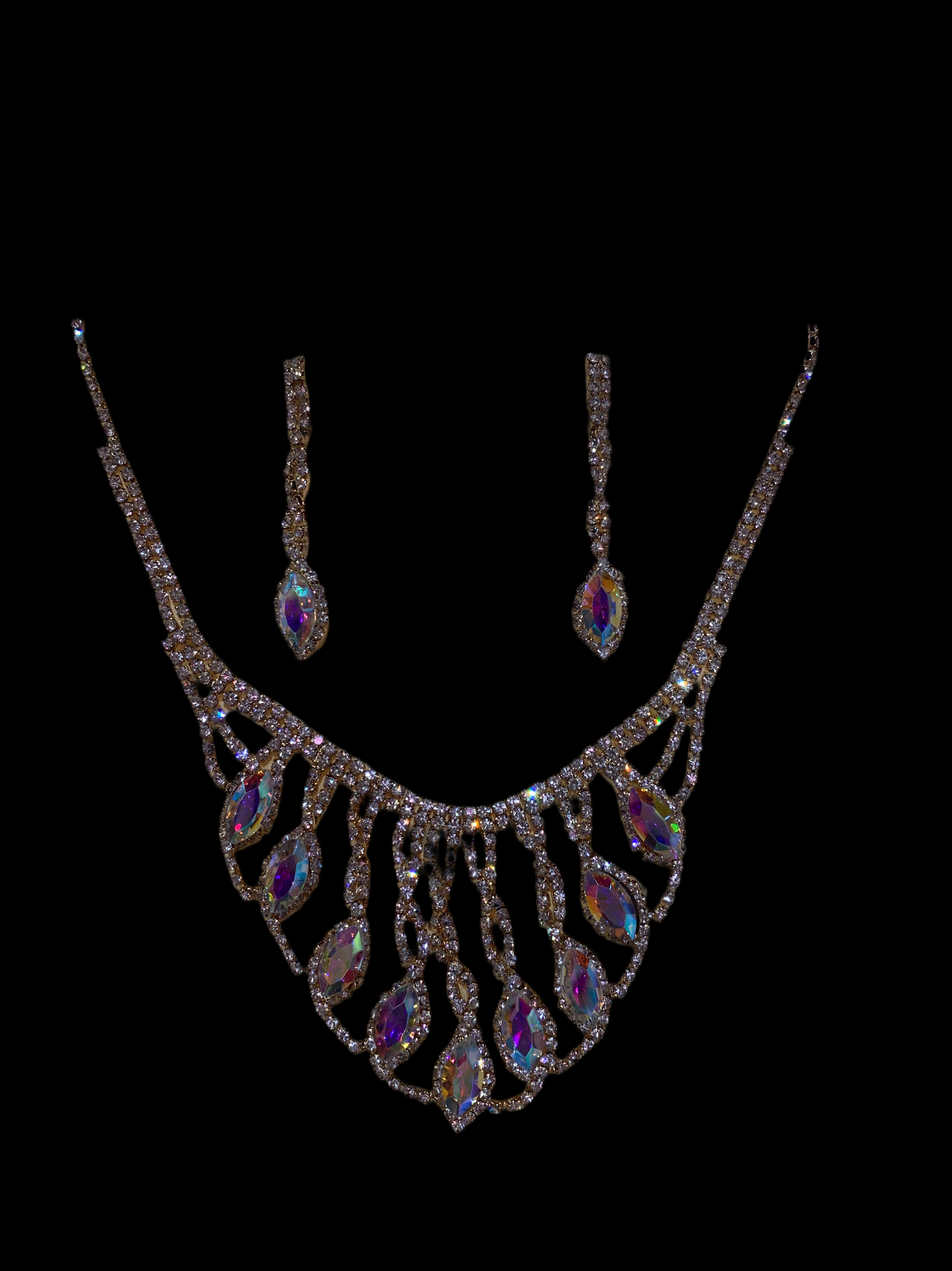 Juego de collar y aretes (tornasol)