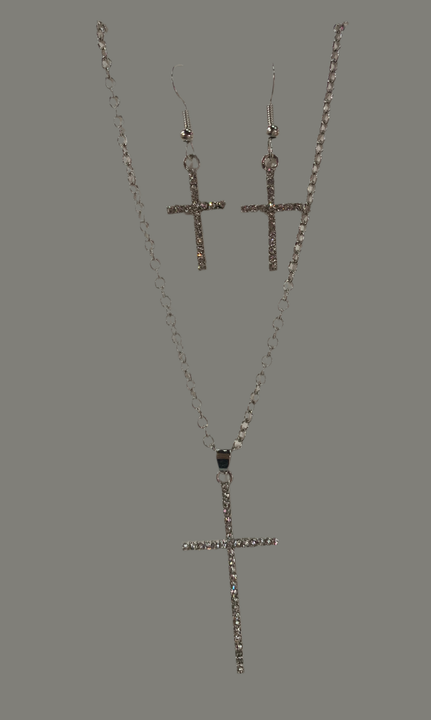 Aretes y collar de cruz set - Bling Bling