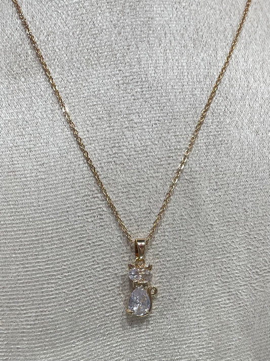 Collar de Zirconia con dije de Gato - Bling Bling