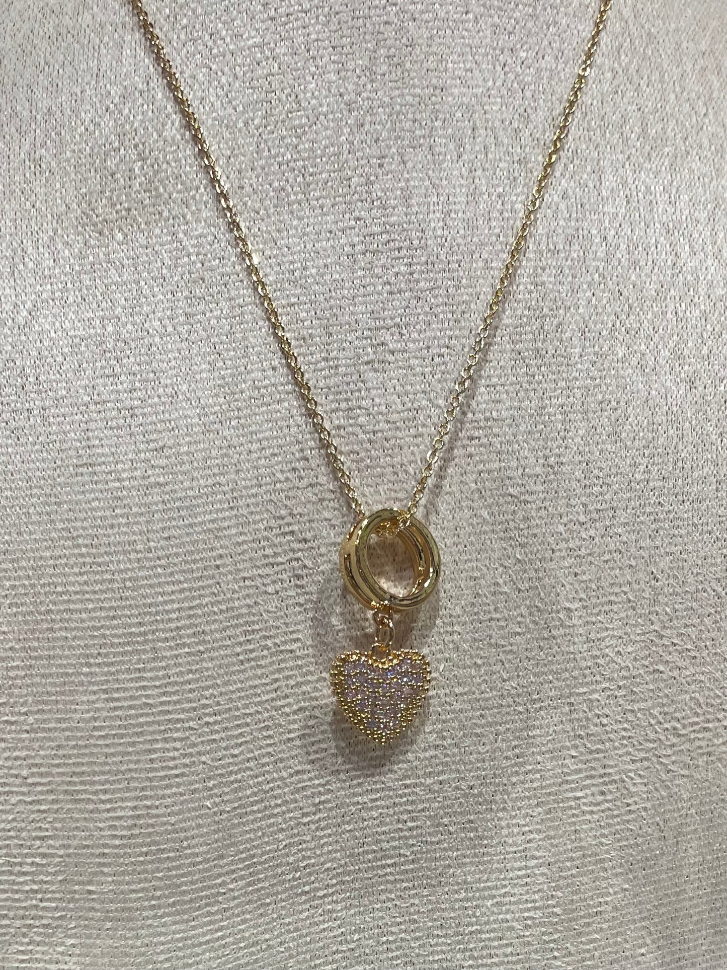 Collar de Zirconia Con dije de Argolla y Corazón Colgate - Bling Bling