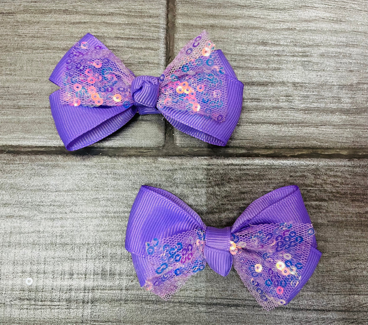 Moño Con Tul Y Lentejuela(Par) - Los Moños De Kari