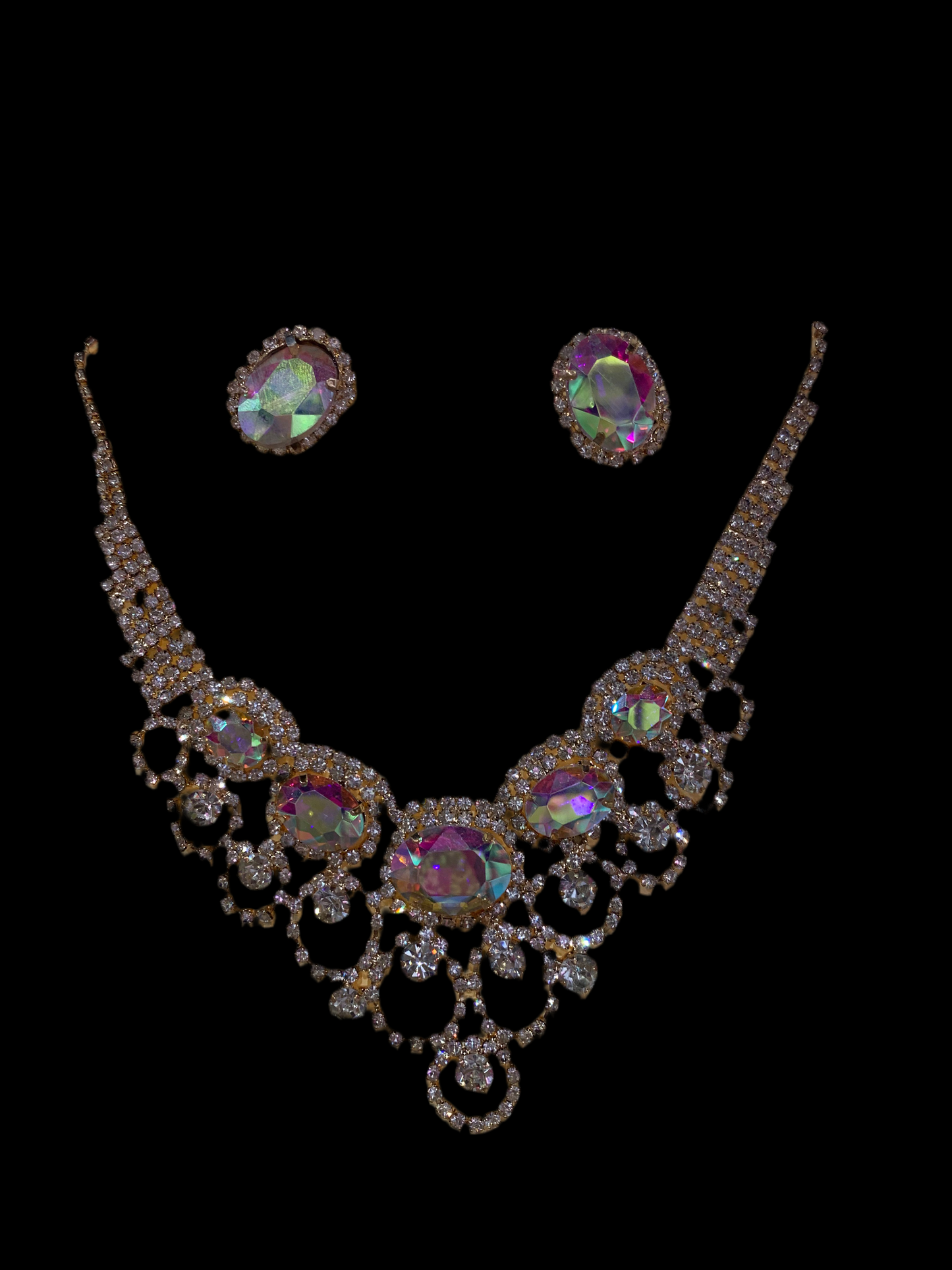 Juego de collar y aretes (tornasol)