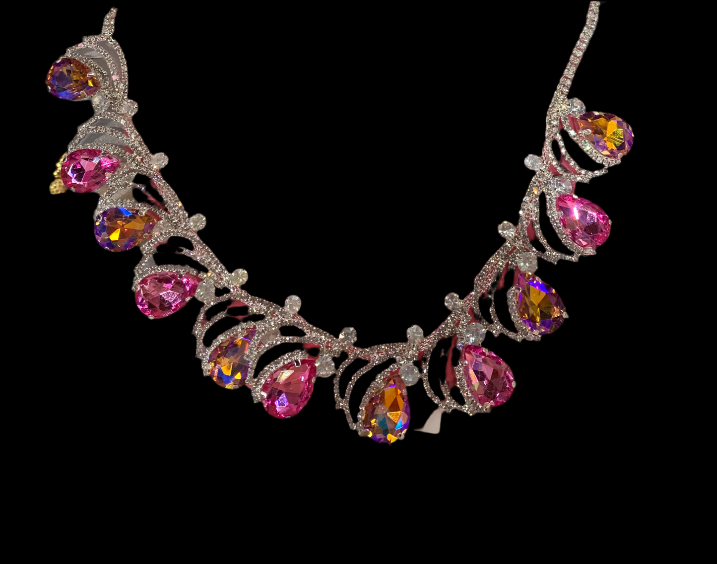 Juego de collar y aretes (naranja/rosa)