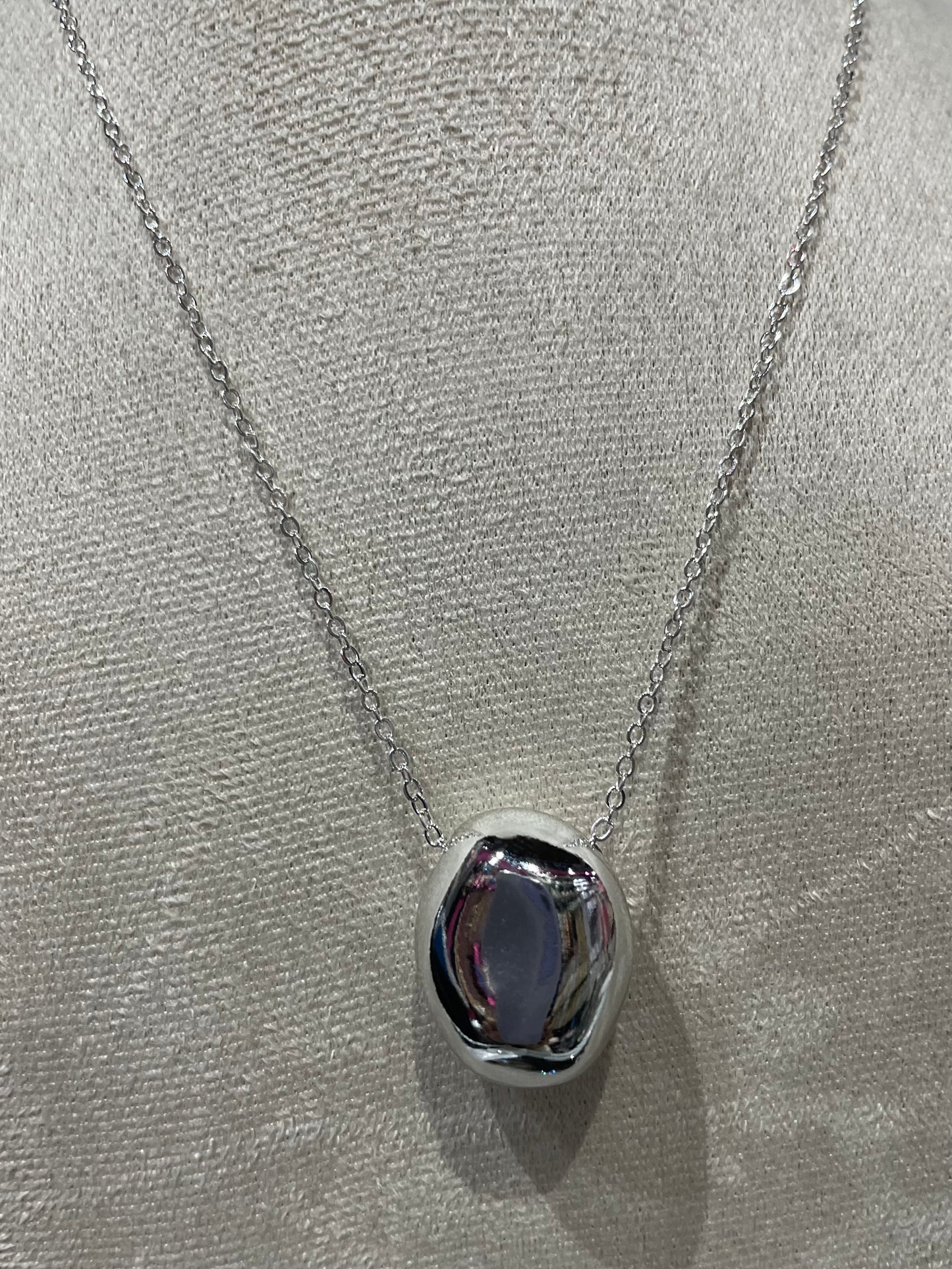 Collar con dije liso en Plateado - Bling Bling