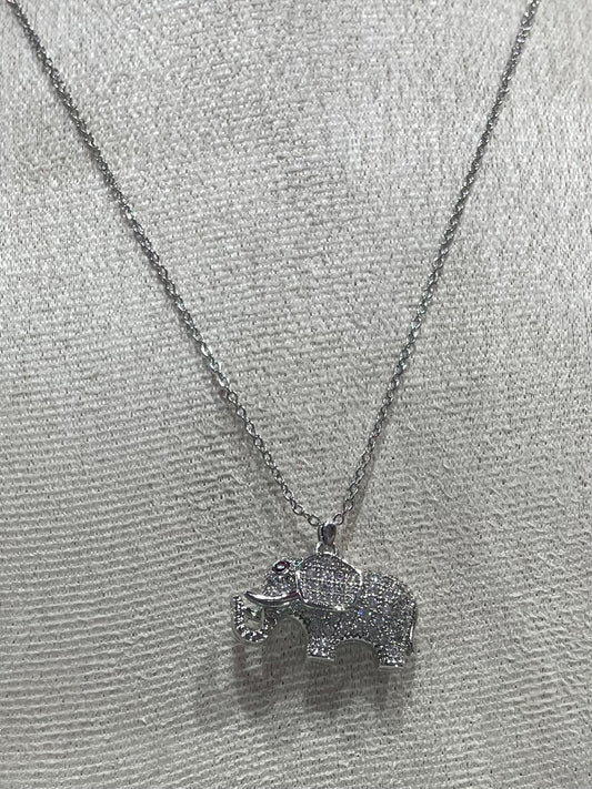 Collar de Zirconia con dije  de Elefante - Bling Bling