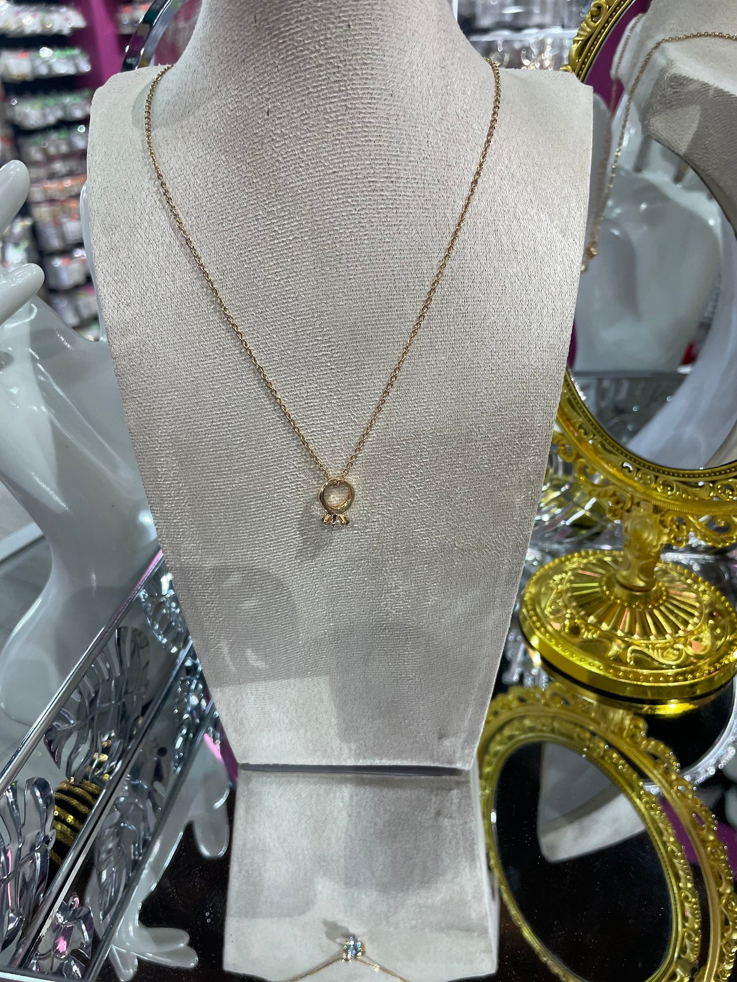 Collar de Zirconia con dije de Anillo - Bling Bling