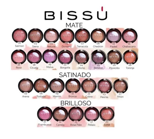 Rubor mate , satinado y brilloso - bissú