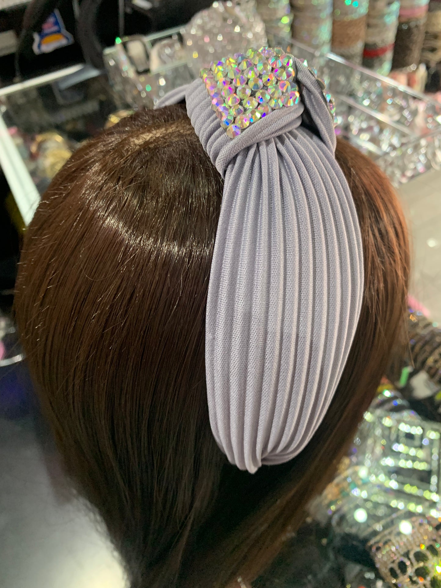 Diadema gruesa de tela decorada - bling bling