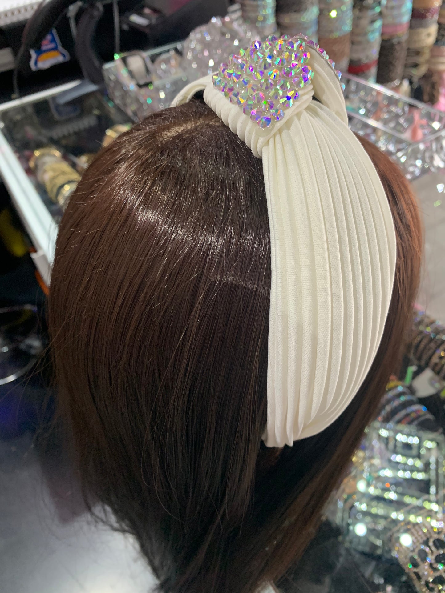 Diadema gruesa de tela decorada - bling bling